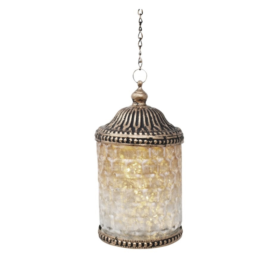 Glass  Lantern Small Pearlized Hue - Out of the Blue