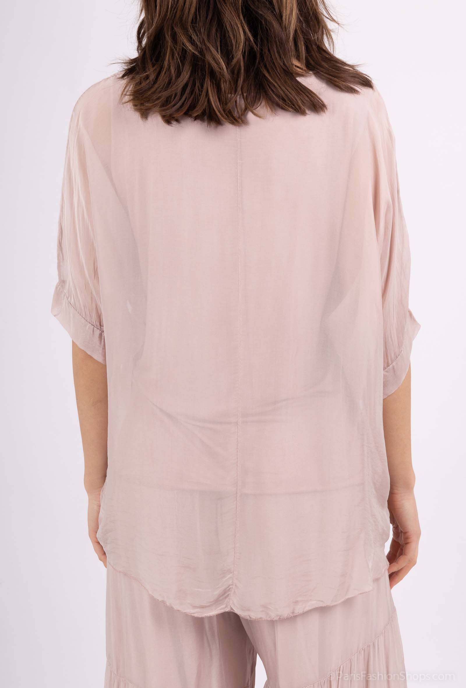 Oversized fluid blouse with 3/4 sleeves and hem 50478 - Out of the Blue
