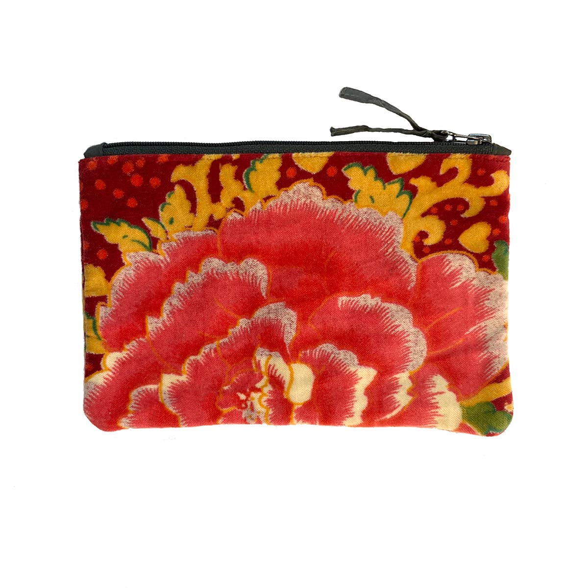 Napoli Velvet Pouch Peonies Red