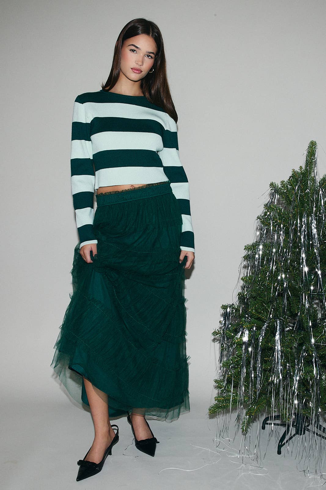 LONG SLEEVE STRIPE RIBBED TOP - Out of the Blue