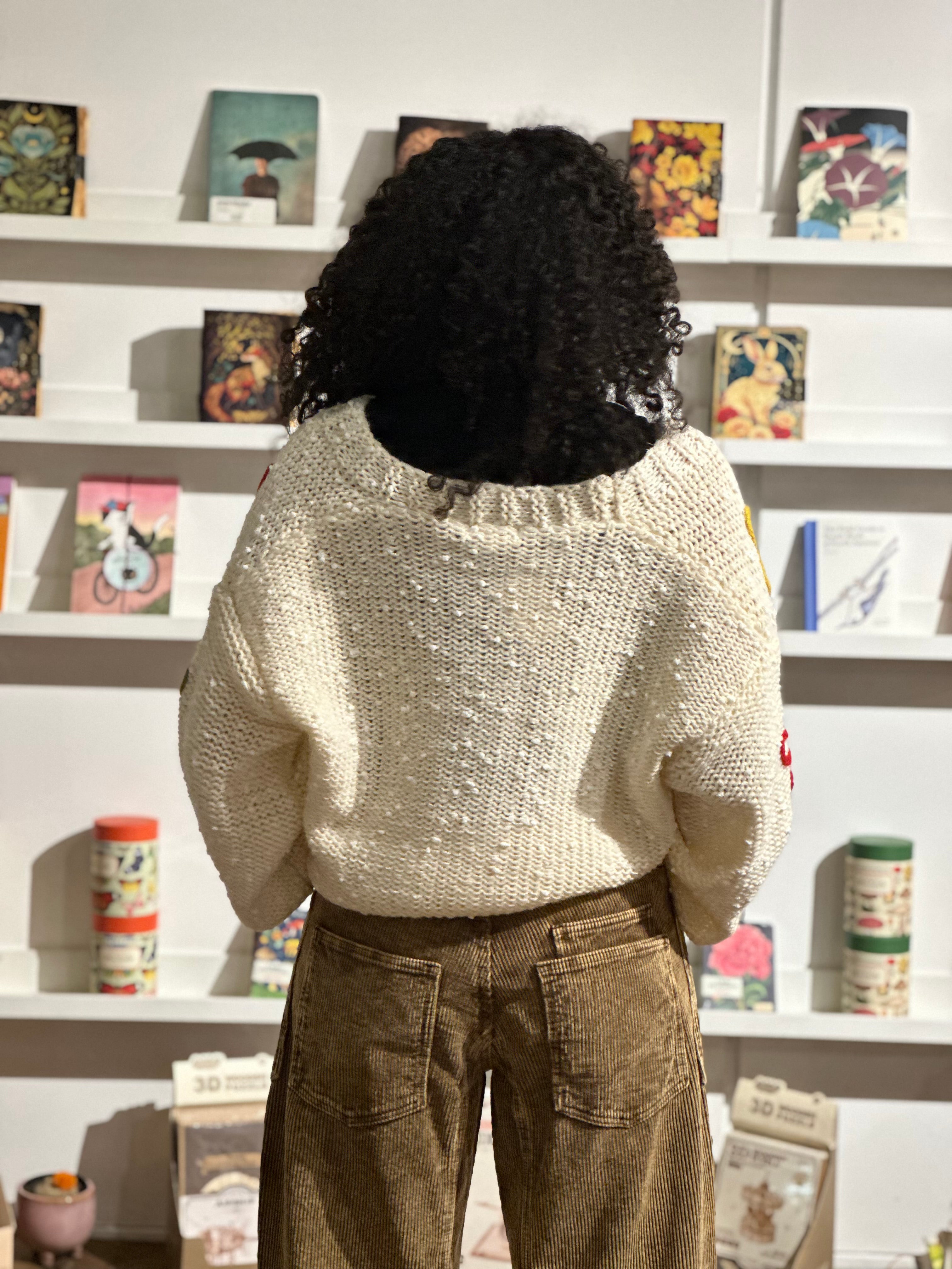 Ribbon Patched Button Down Cardigan