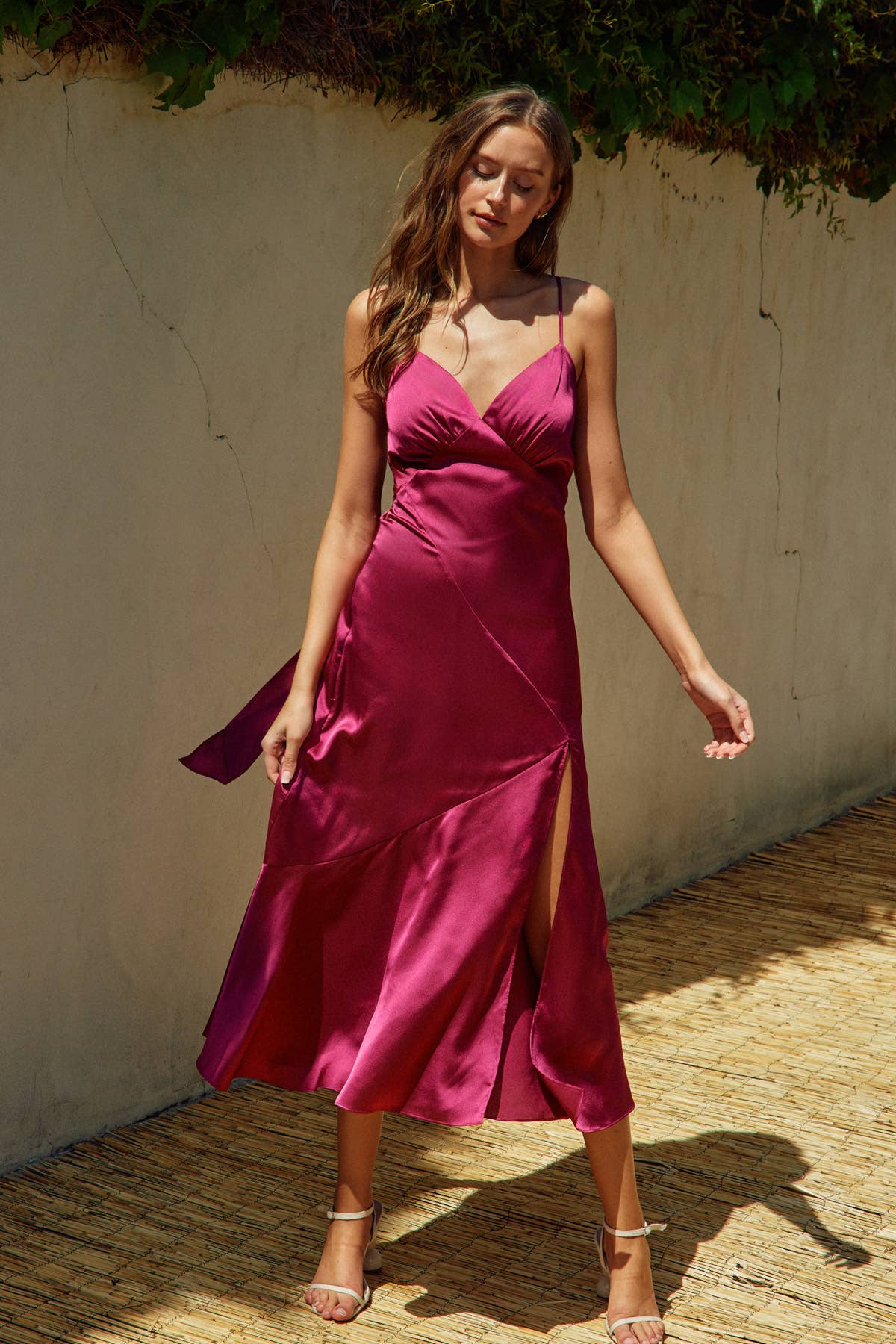 Satin Midi Dress - Out of the Blue