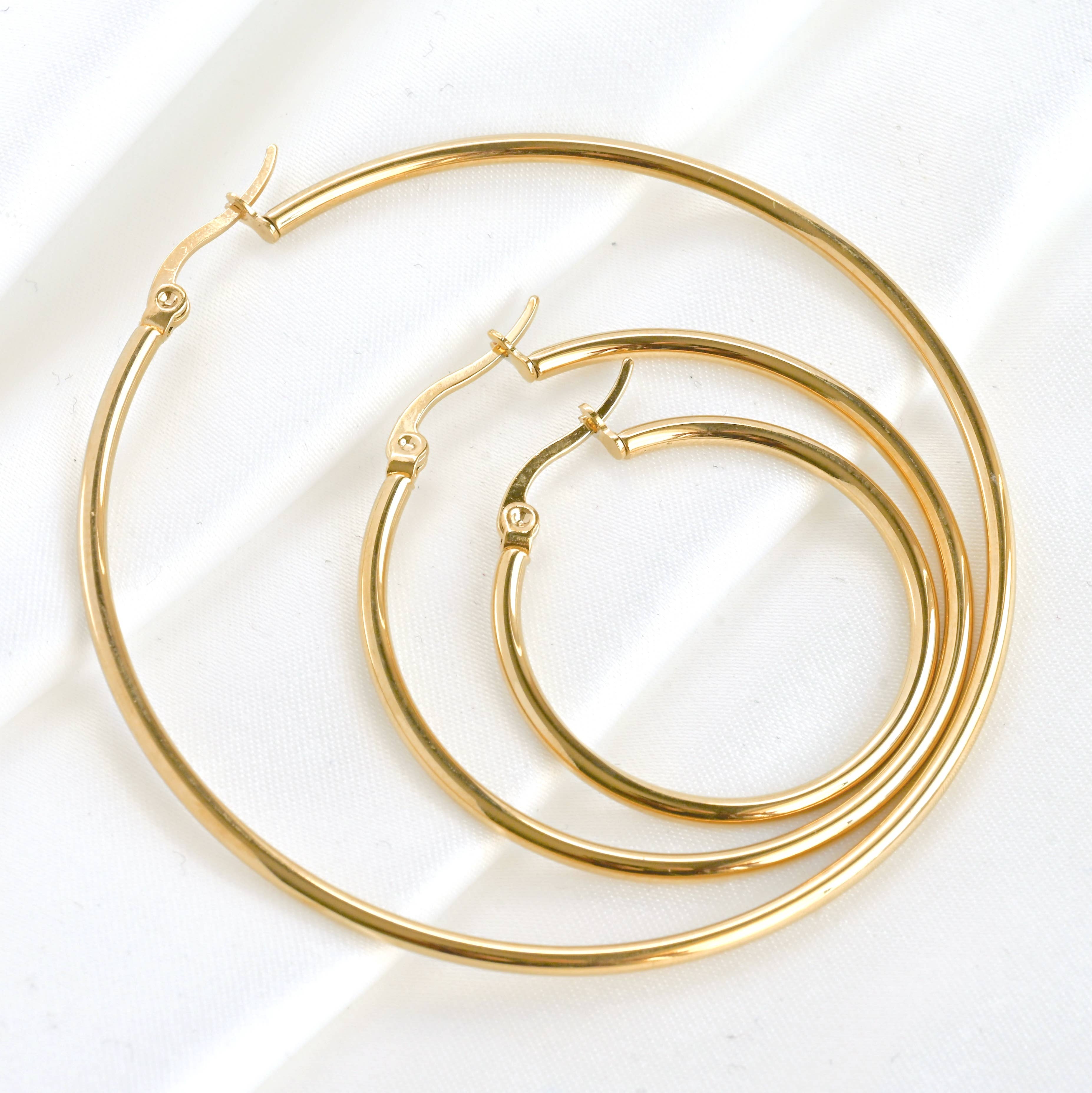 1.8 mm Large Gold Tarnish-free Hoop Earrings - Out of the Blue