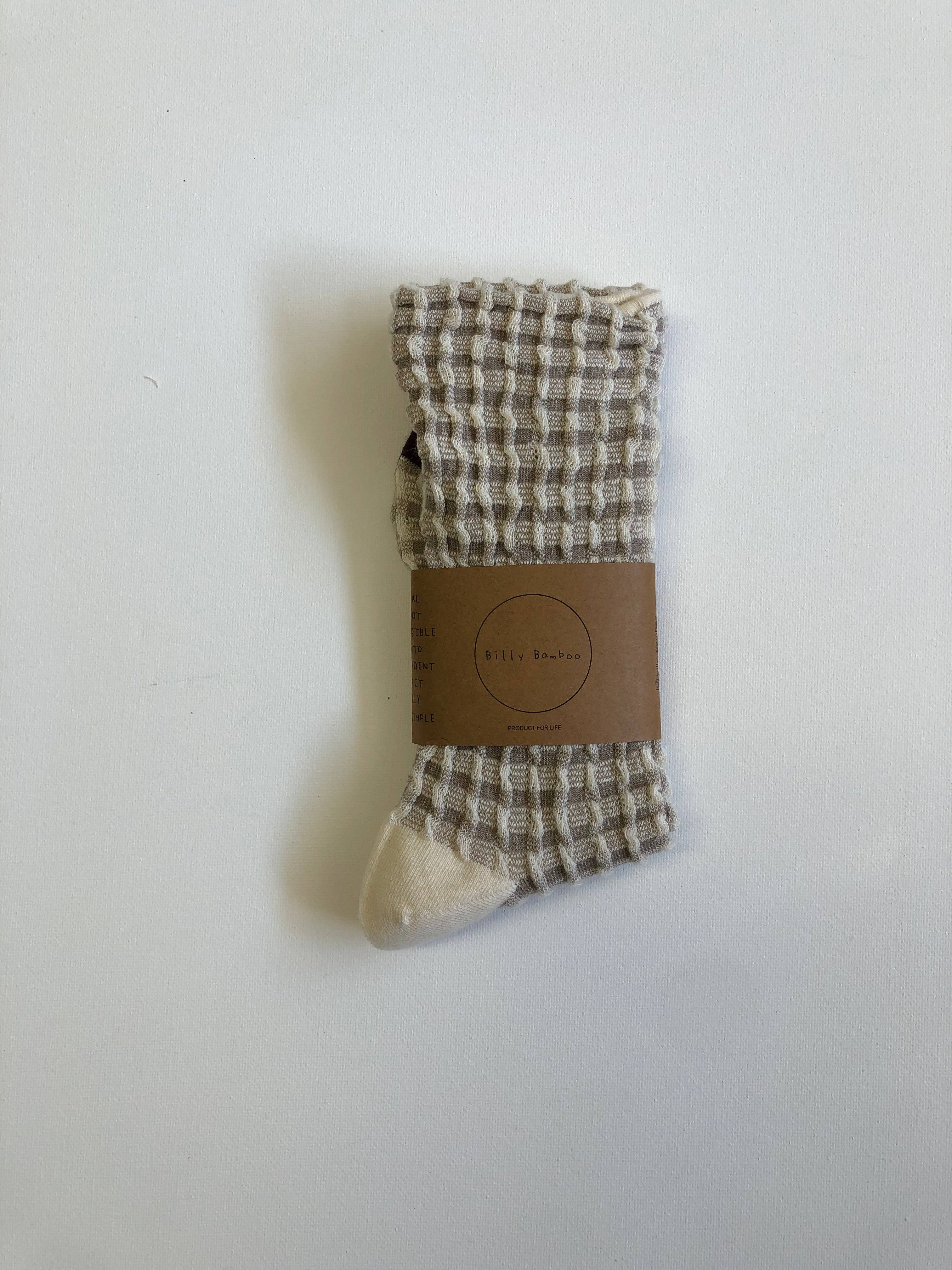 GINGHAM WAFFLE SOCKS - neutral