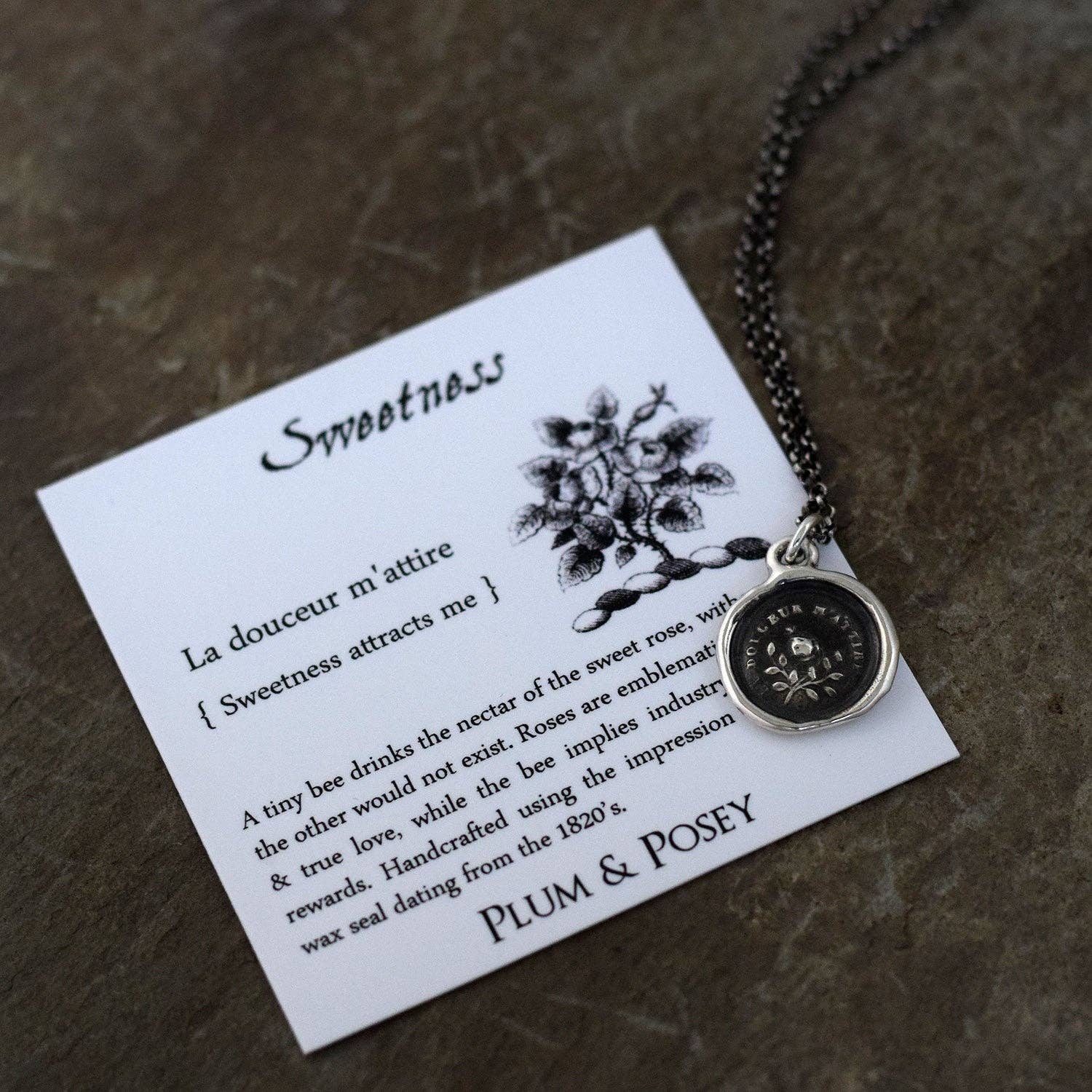 Sweetness Bee and Rose Wax Seal Necklace