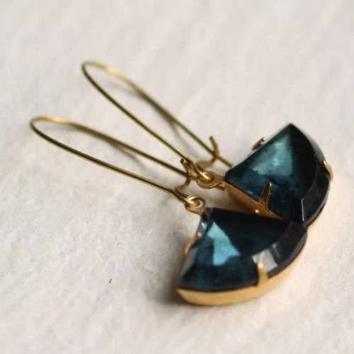 French Navy Art Deco Earrings - Out of the Blue