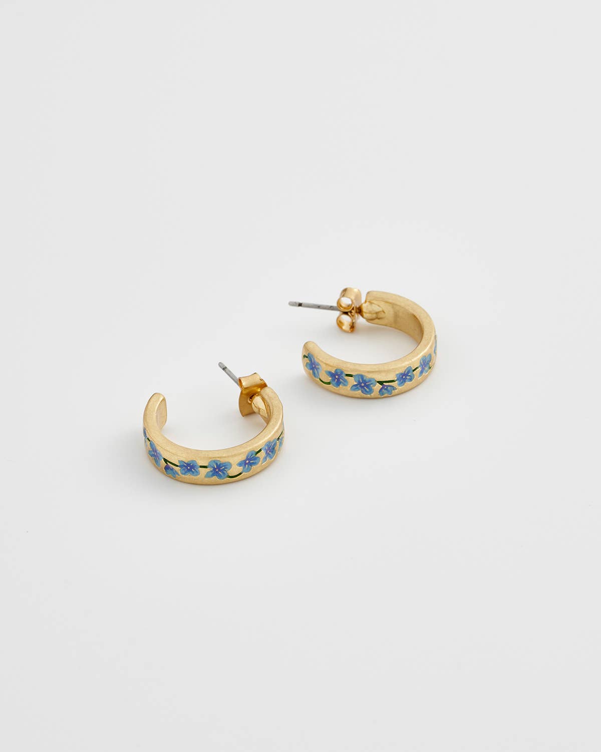 Blue Forget-Me-Not Hoop Earrings - Out of the Blue