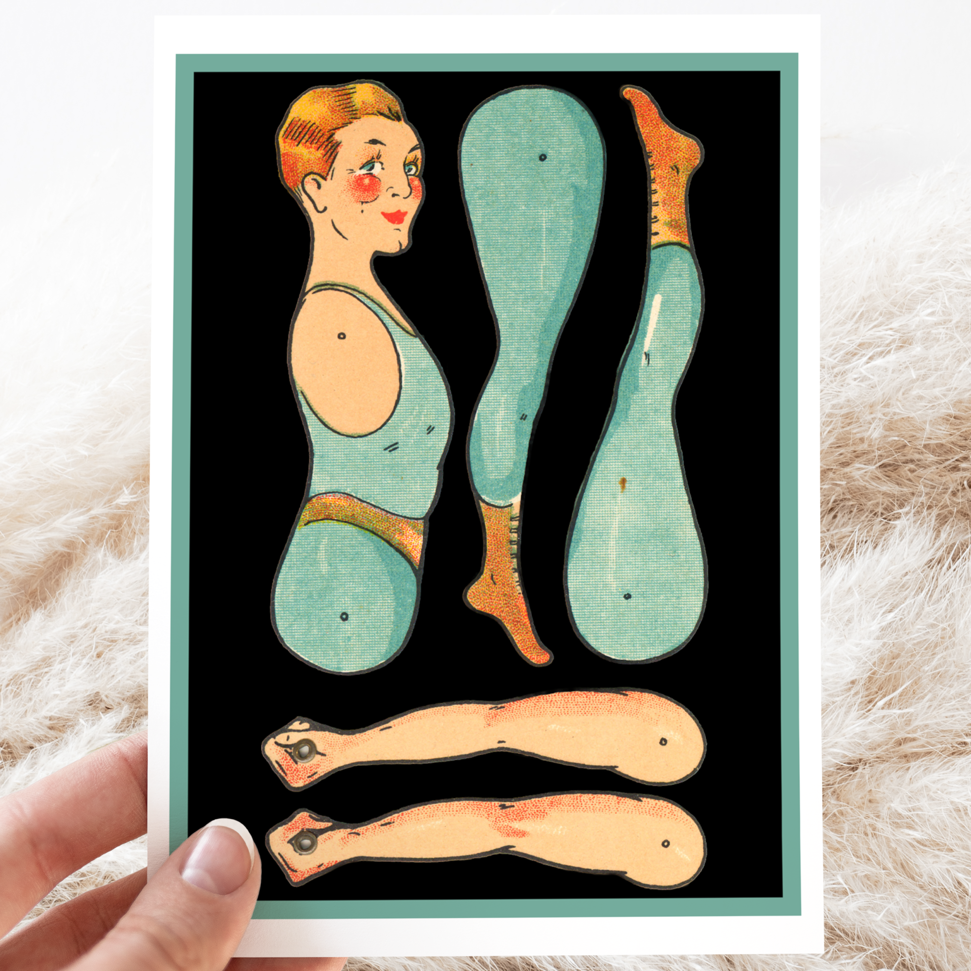 Vintage Paper Doll Acrobat Greeting Card