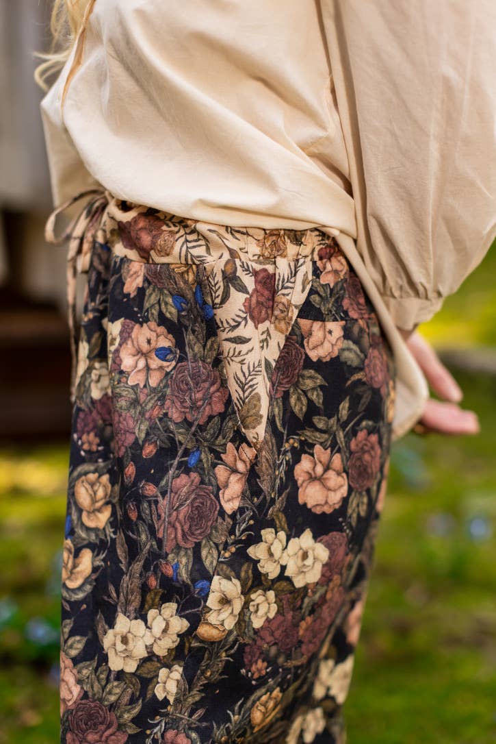 Lionheart Linen Crop Artist Pant w/ florals & Narnia print - Out of the Blue