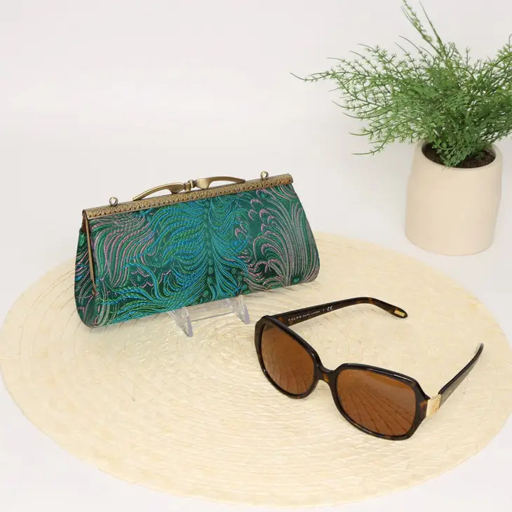 Peacock Brocade Eyeglasses Case - Out of the Blue