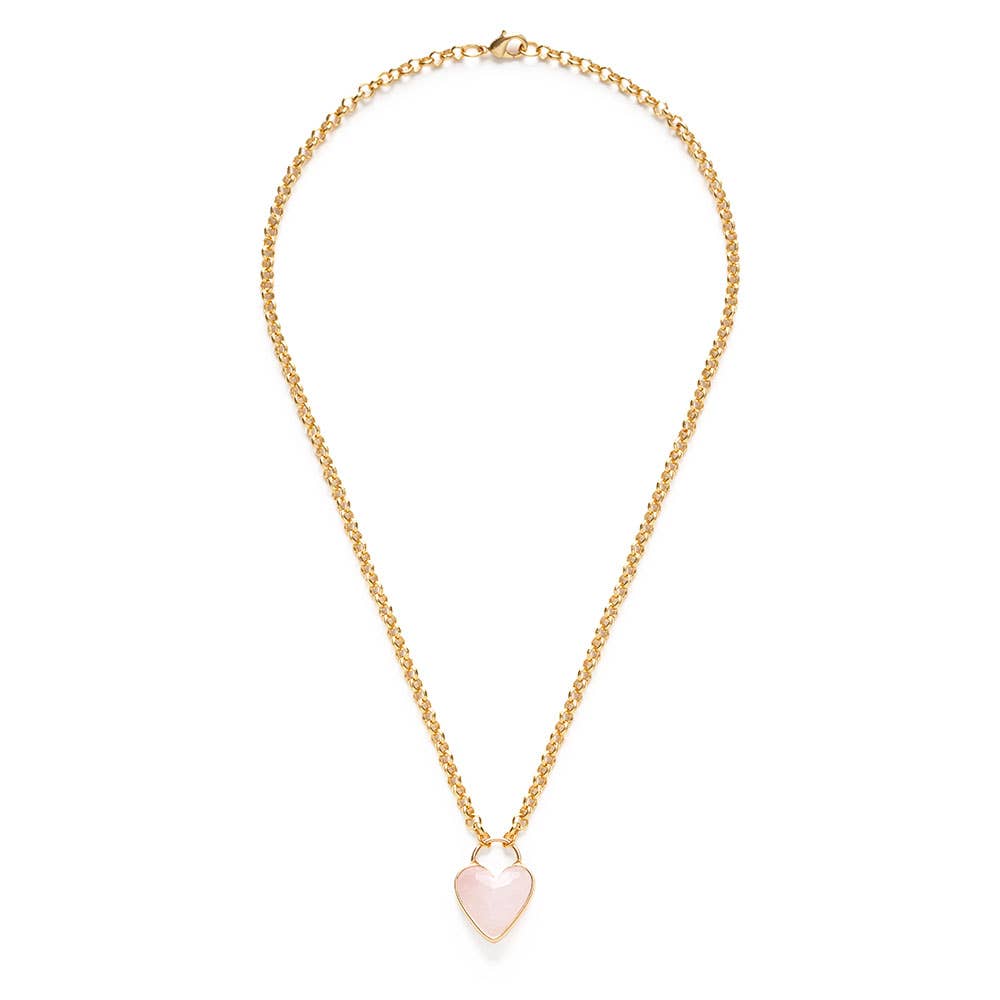 Gemstone Heart Pendant Chunky Chain - Out of the Blue