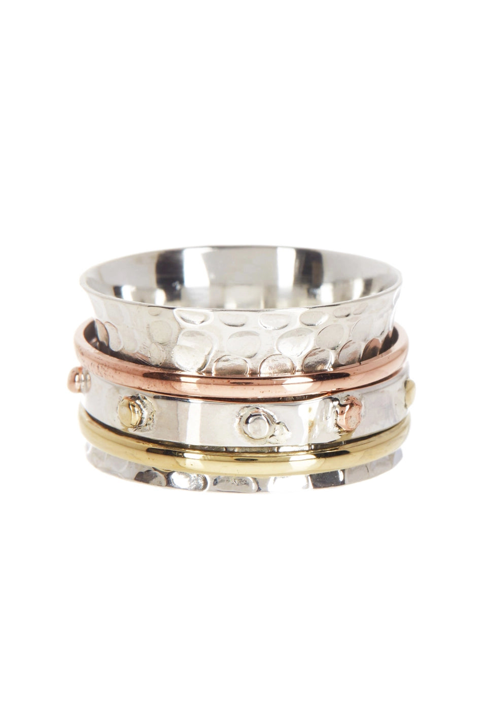 Hammered Tri-tone Spinner Ring