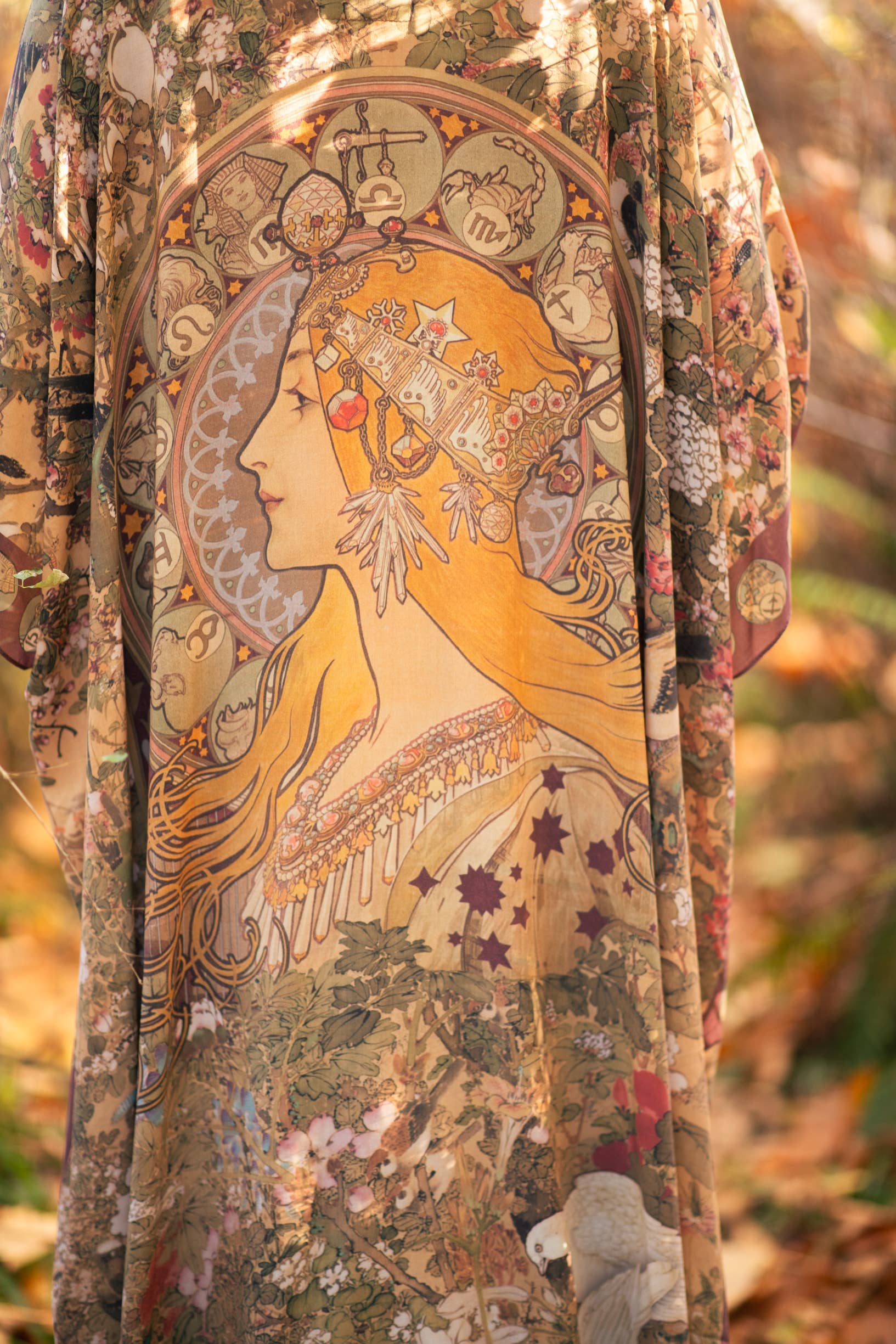 Dream Weaver Bohemian Goddess Starduster Kimono w/Zodiac - Out of the Blue