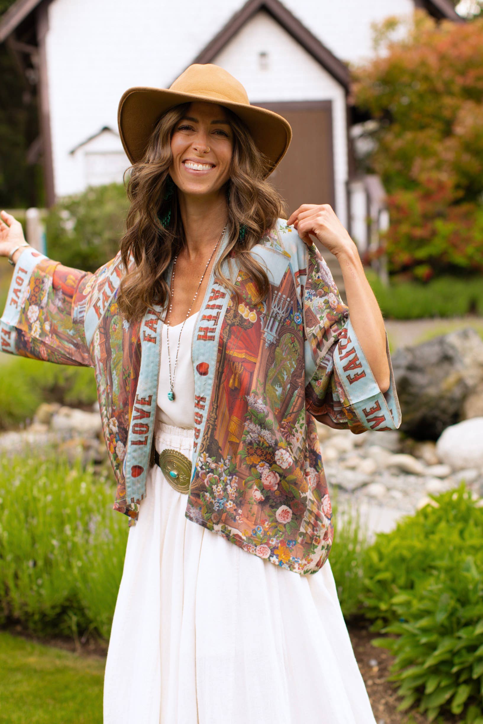 Love Language Cropped Bamboo Kimono Cardigan - Out of the Blue