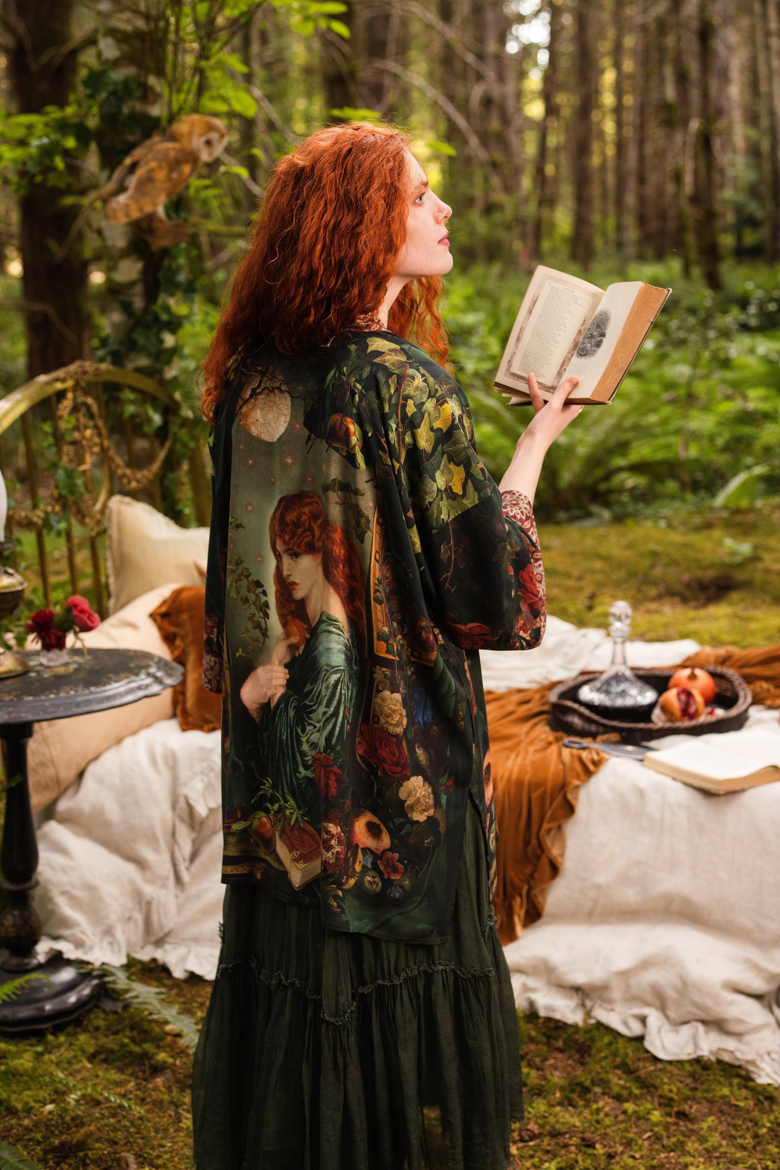 Solstice Matineé (mid-length) duster w/ Persephone & Moon