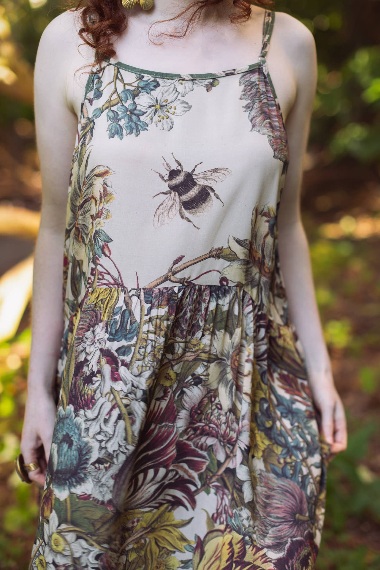 Love Grows Wild Bohéme Slip Dress With Bees - Out of the Blue