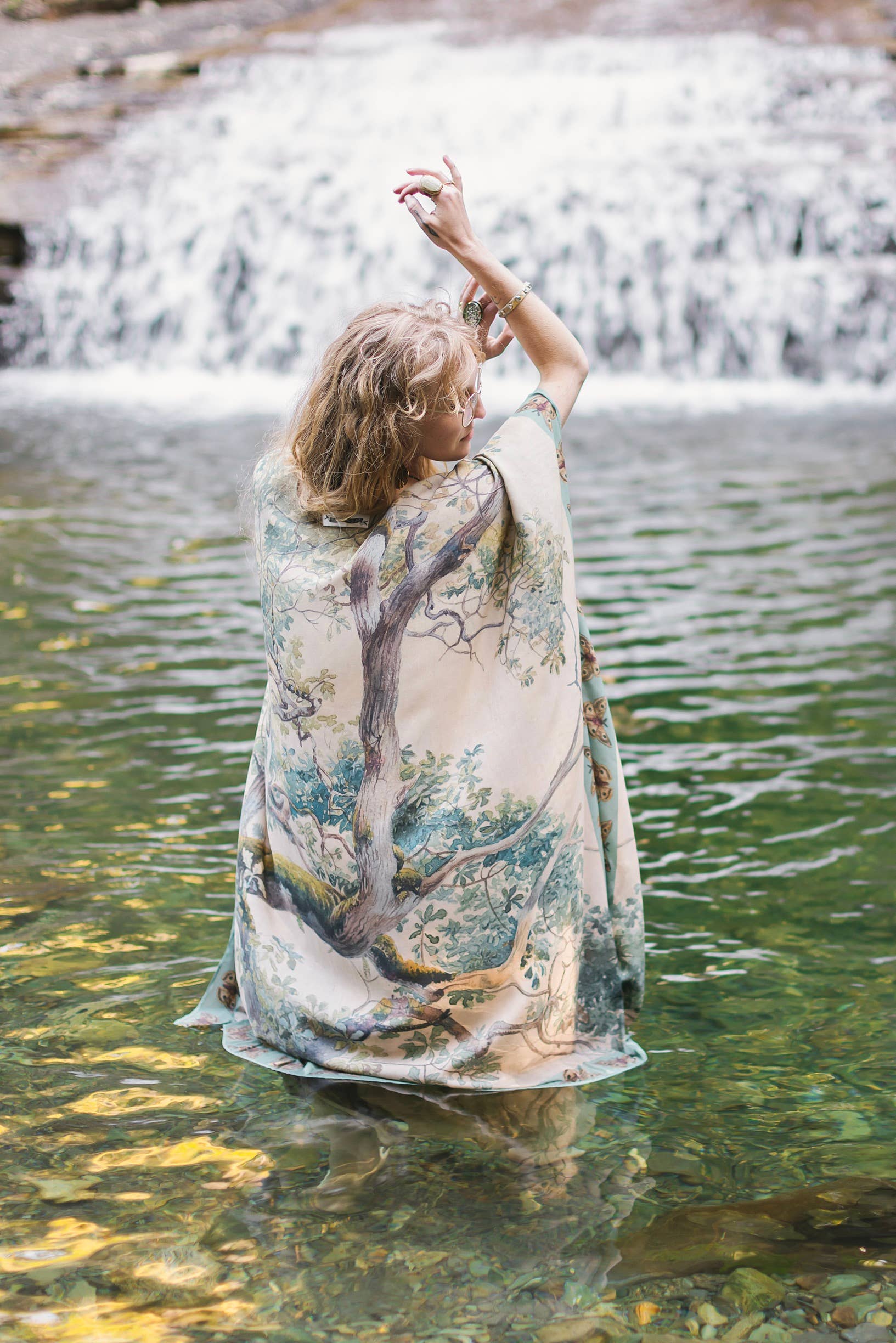 Earth & Sky Bohemian Goddess Starduster Kimono w/Trees - Out of the Blue