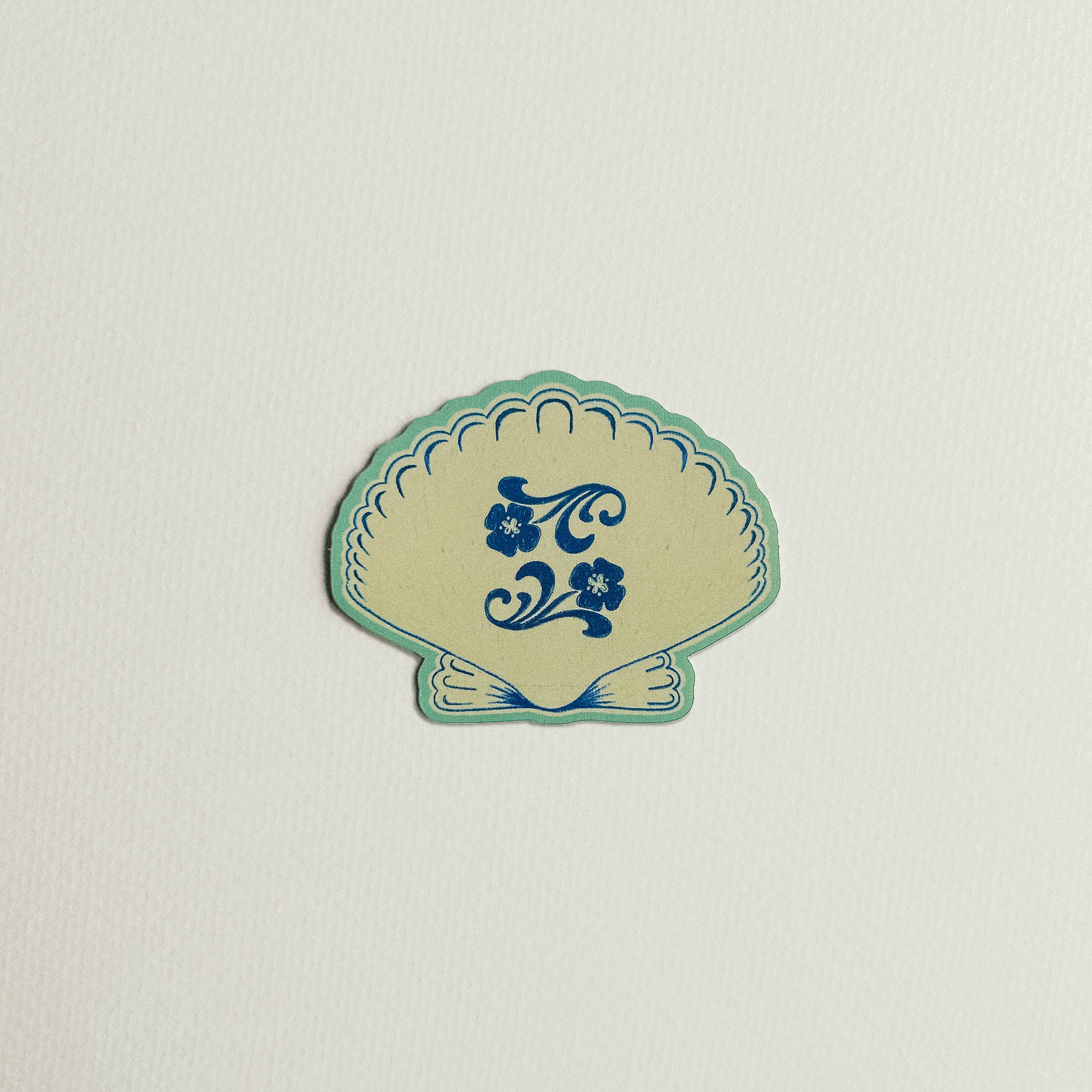 Vintage Floral Seashell Sticker - Out of the Blue