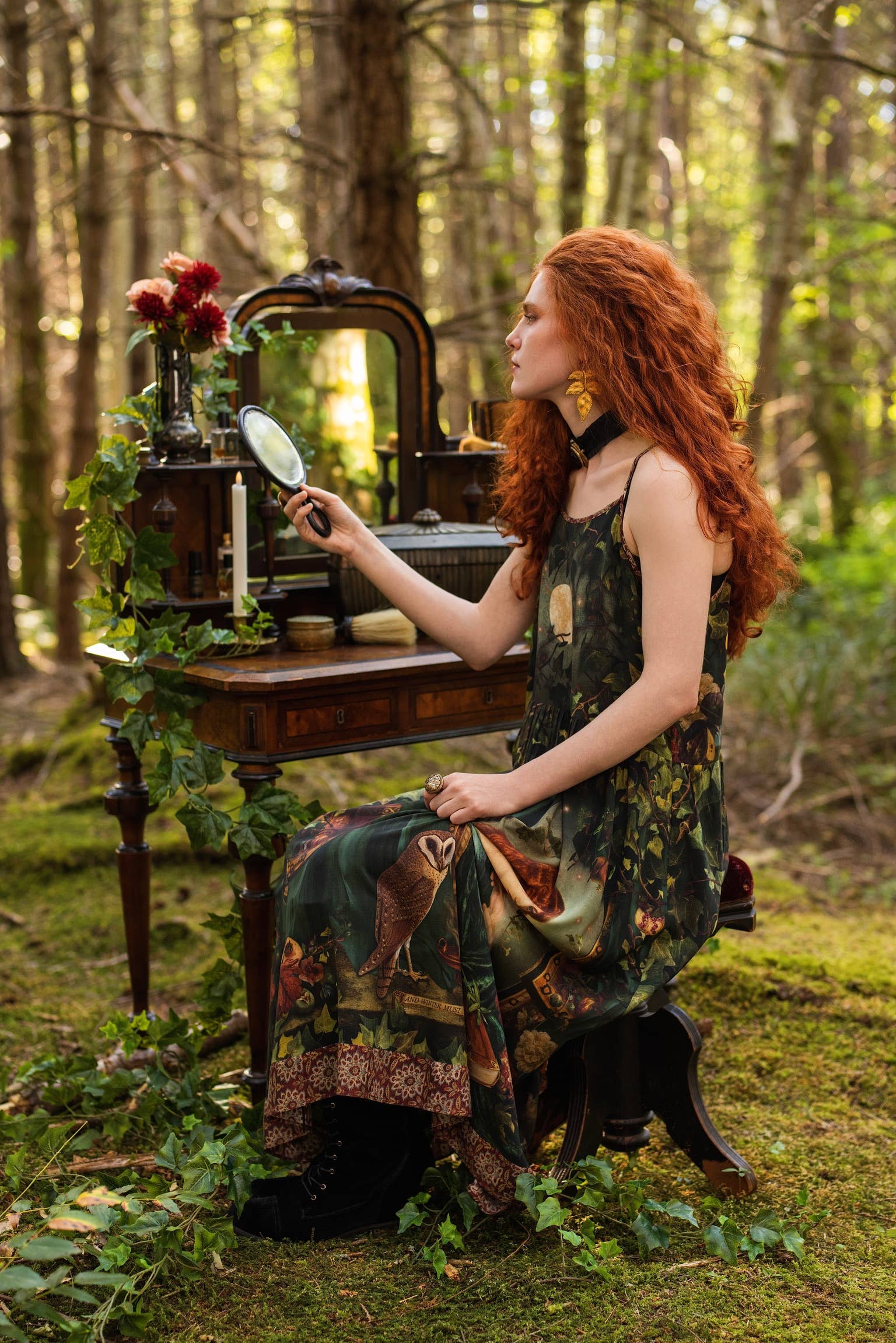 Solstice Bohéme Long Maxi Slip Dress w/ Persephone & Moon