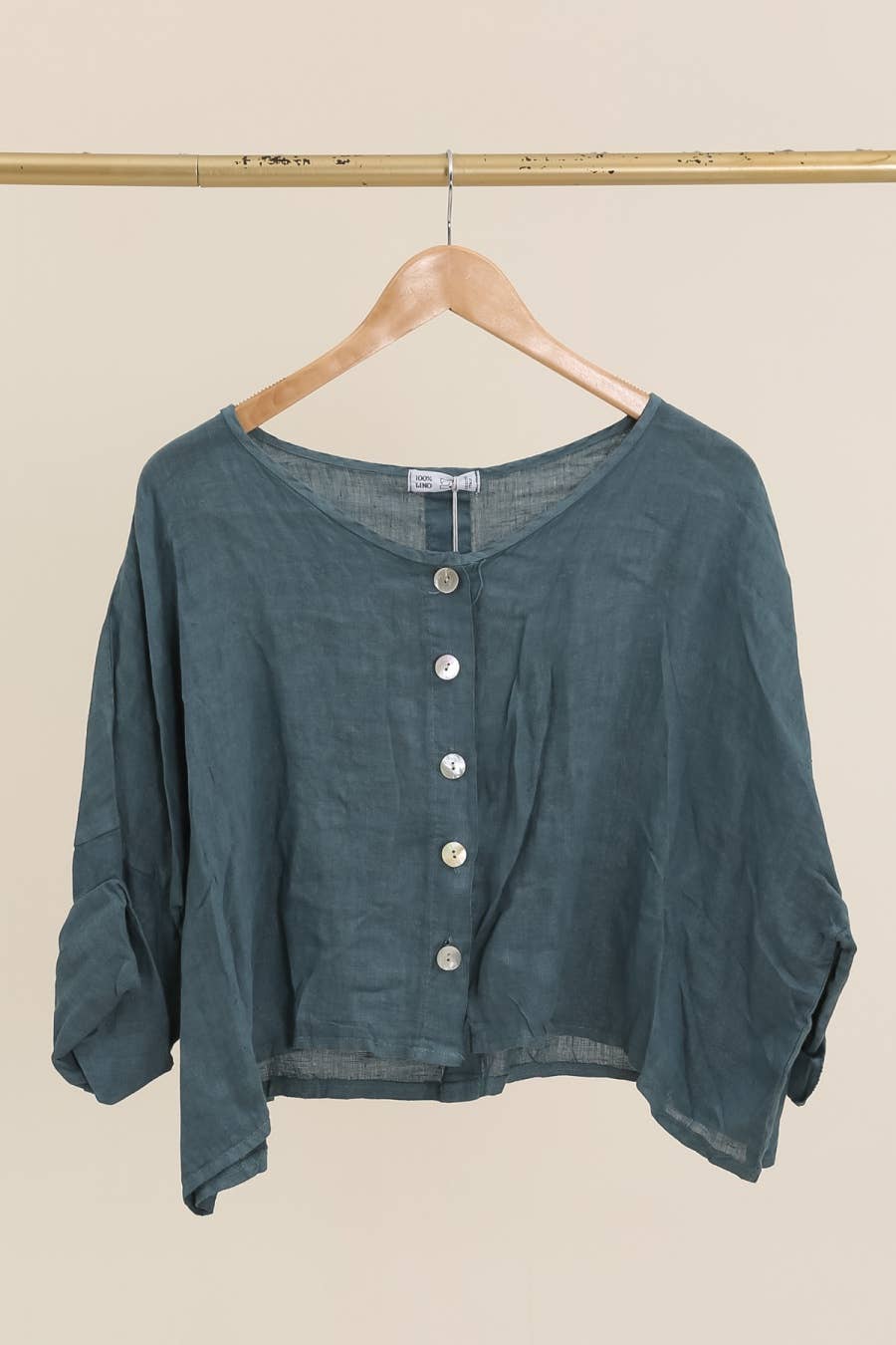 Cropped Linen Blouse - Out of the Blue