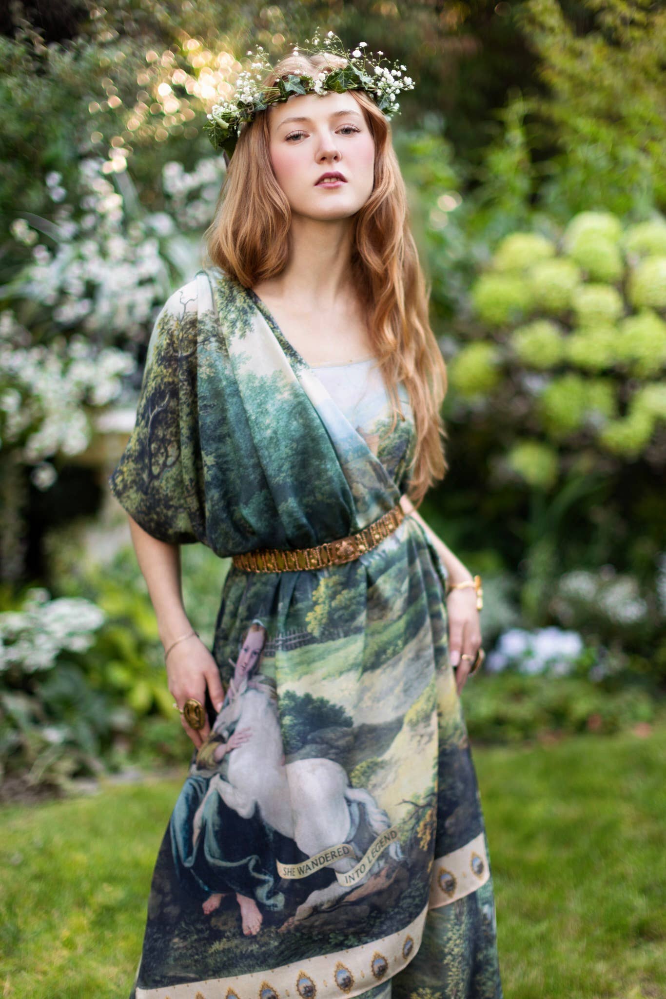 The Mythmaker Bohemian Scarf w/ Landscape & Unicorn Print - Out of the Blue
