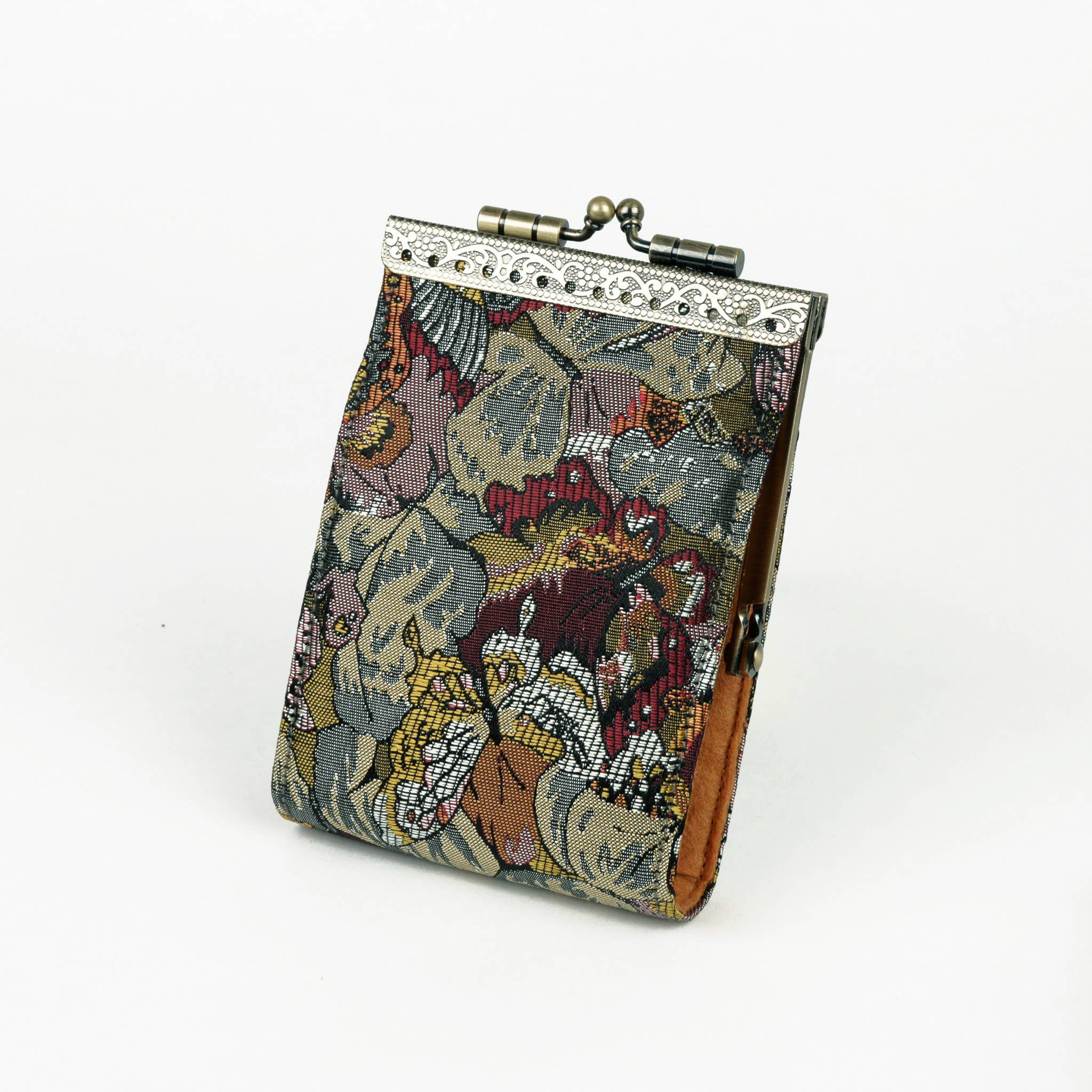 Grn/Red Floral Brocade Card Holder