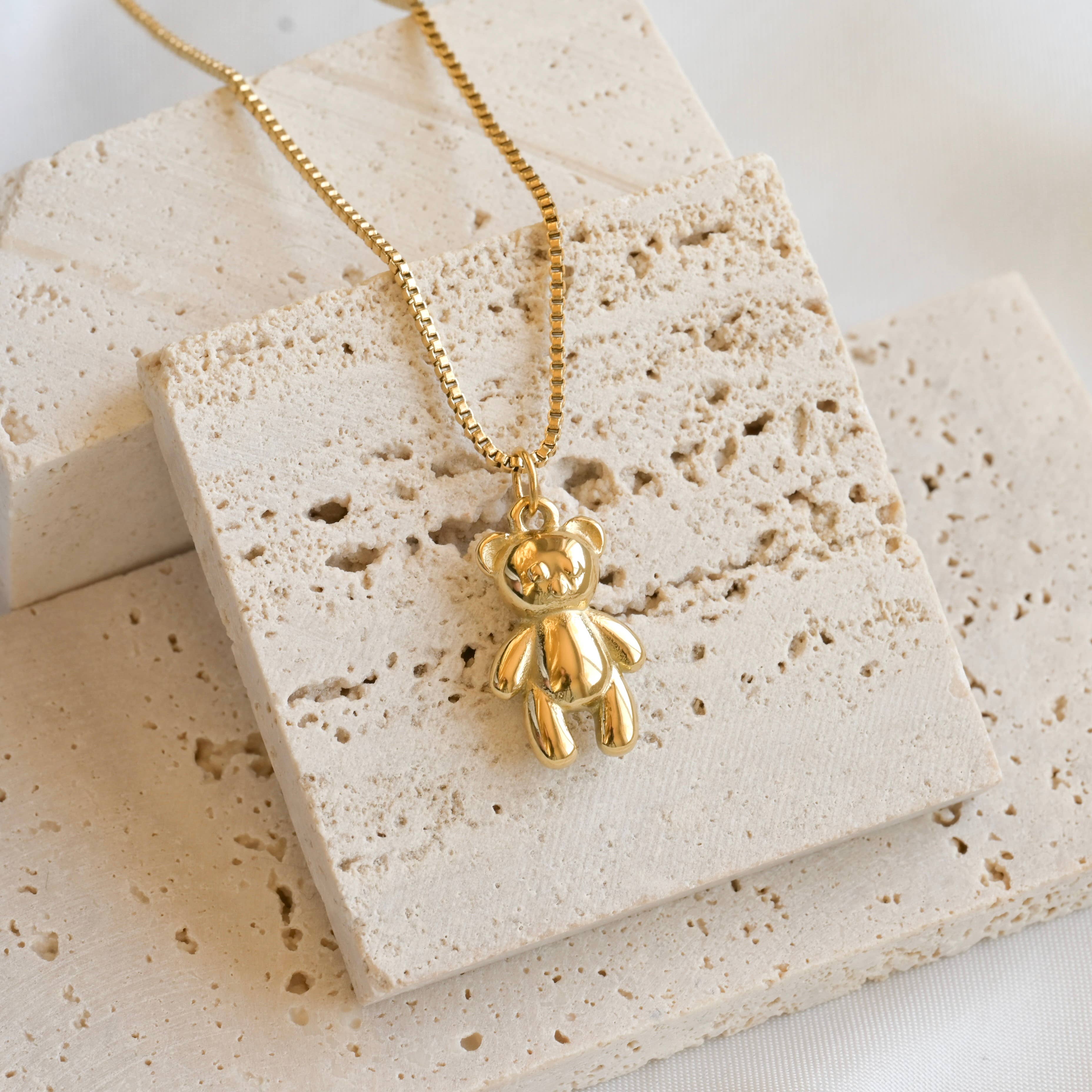 Whimsical Teddy Bear 18k Gold Pendant Necklace - Out of the Blue