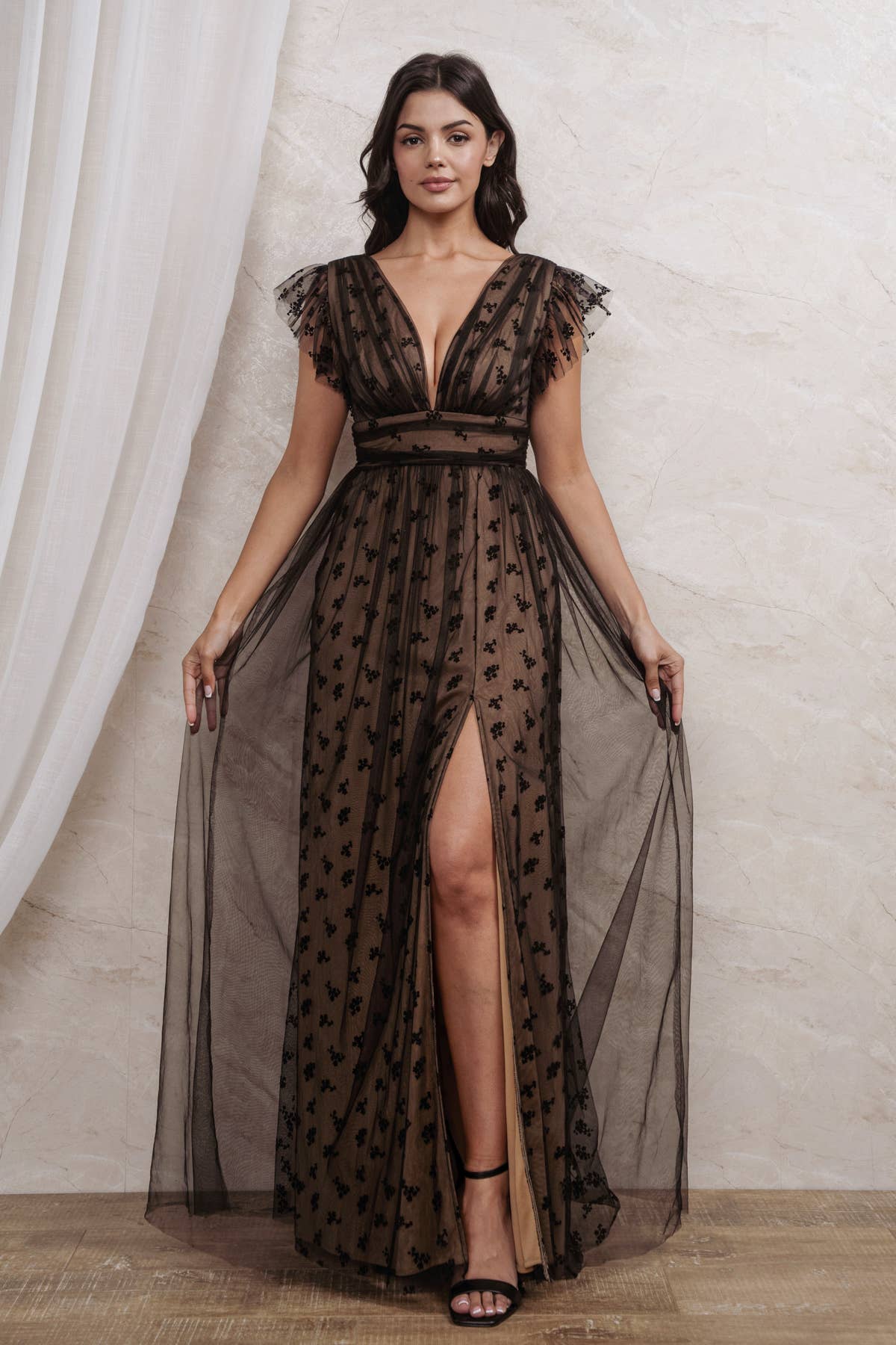 EMBROIDERED Tulle  MAXI - Out of the Blue
