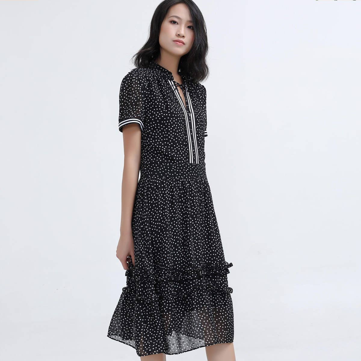 Polka Dot Chiffon Dress