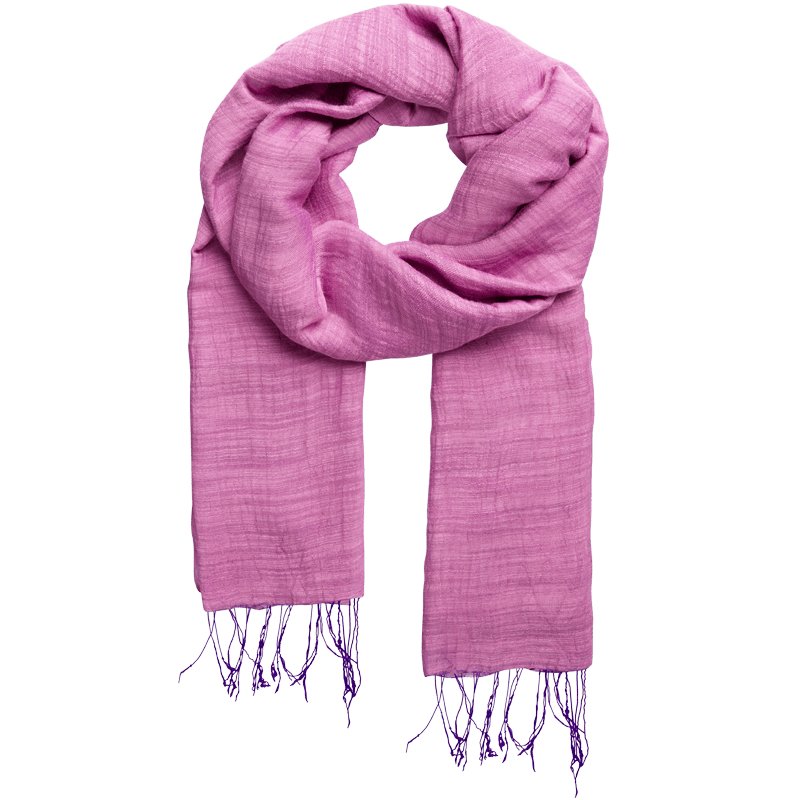 Pink scarf with tassels on a transparent background