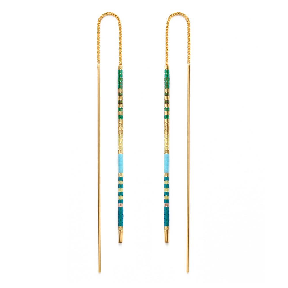 Miyuki Seed Bead Threader Earrings - Out of the Blue