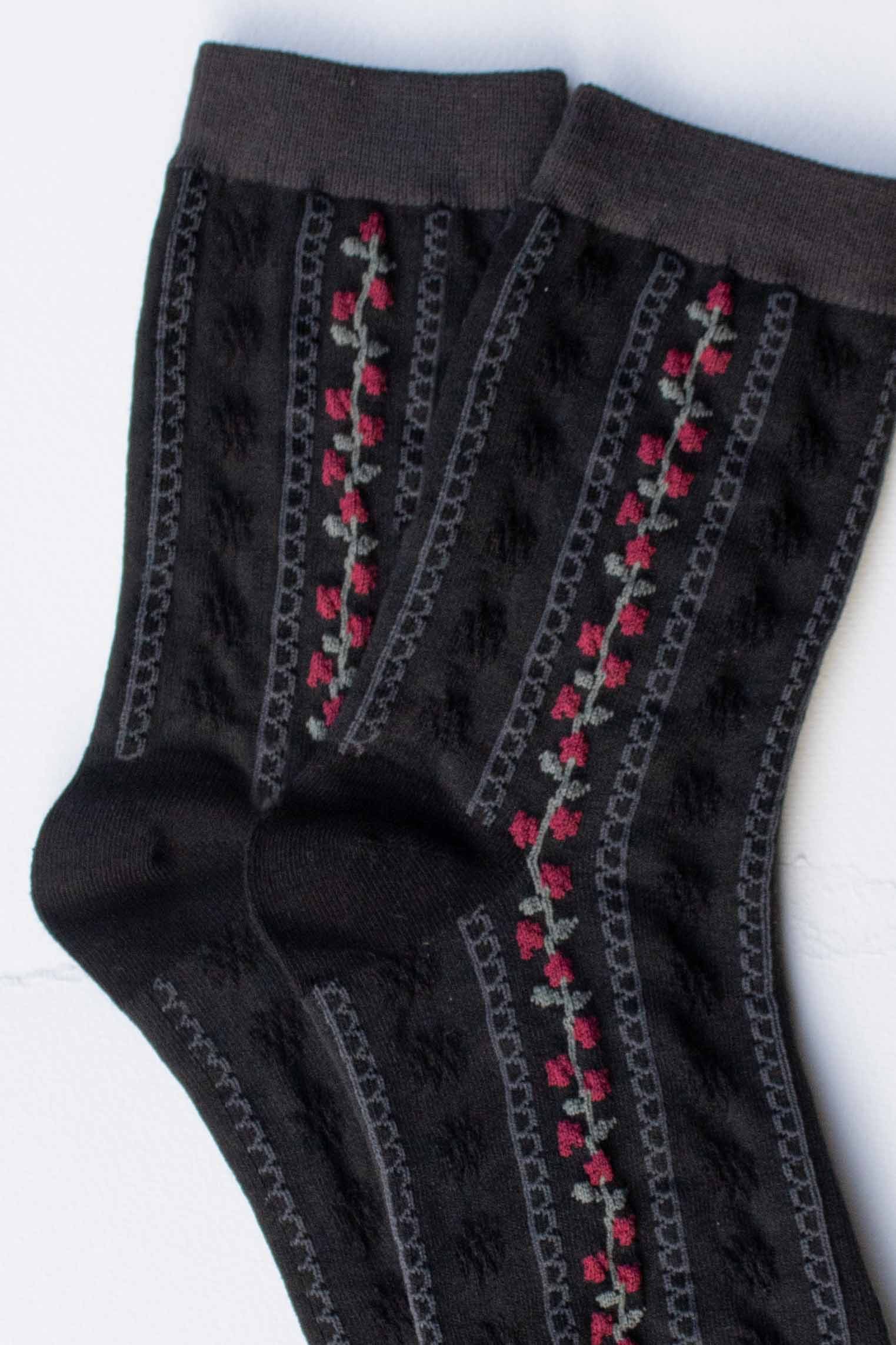 Vintage Stripe Floral Socks