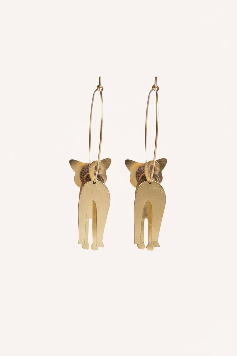 Sculptured Cat Ear-rings