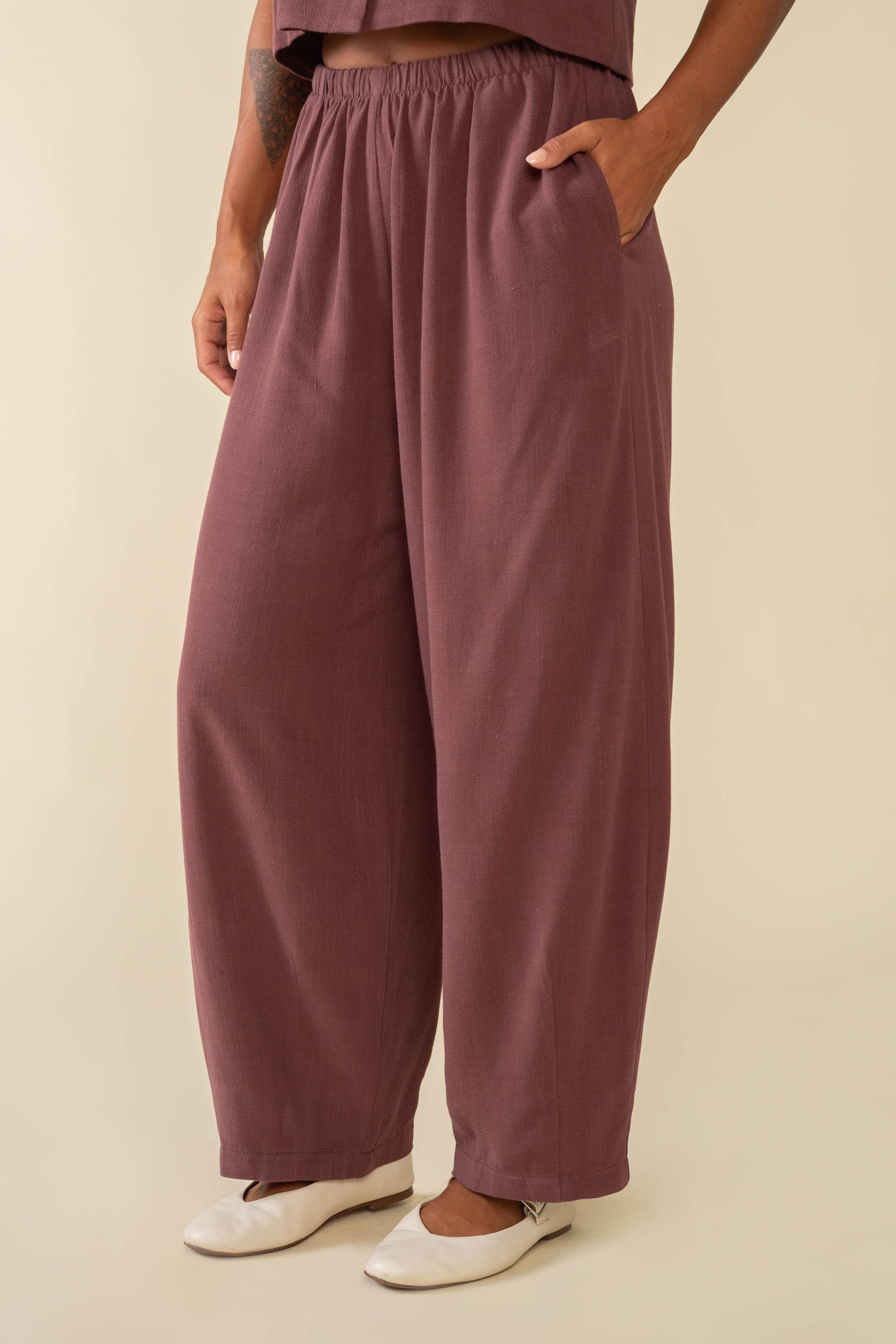 Linen Lantern Pant | Mid Rise Barrel - Out of the Blue