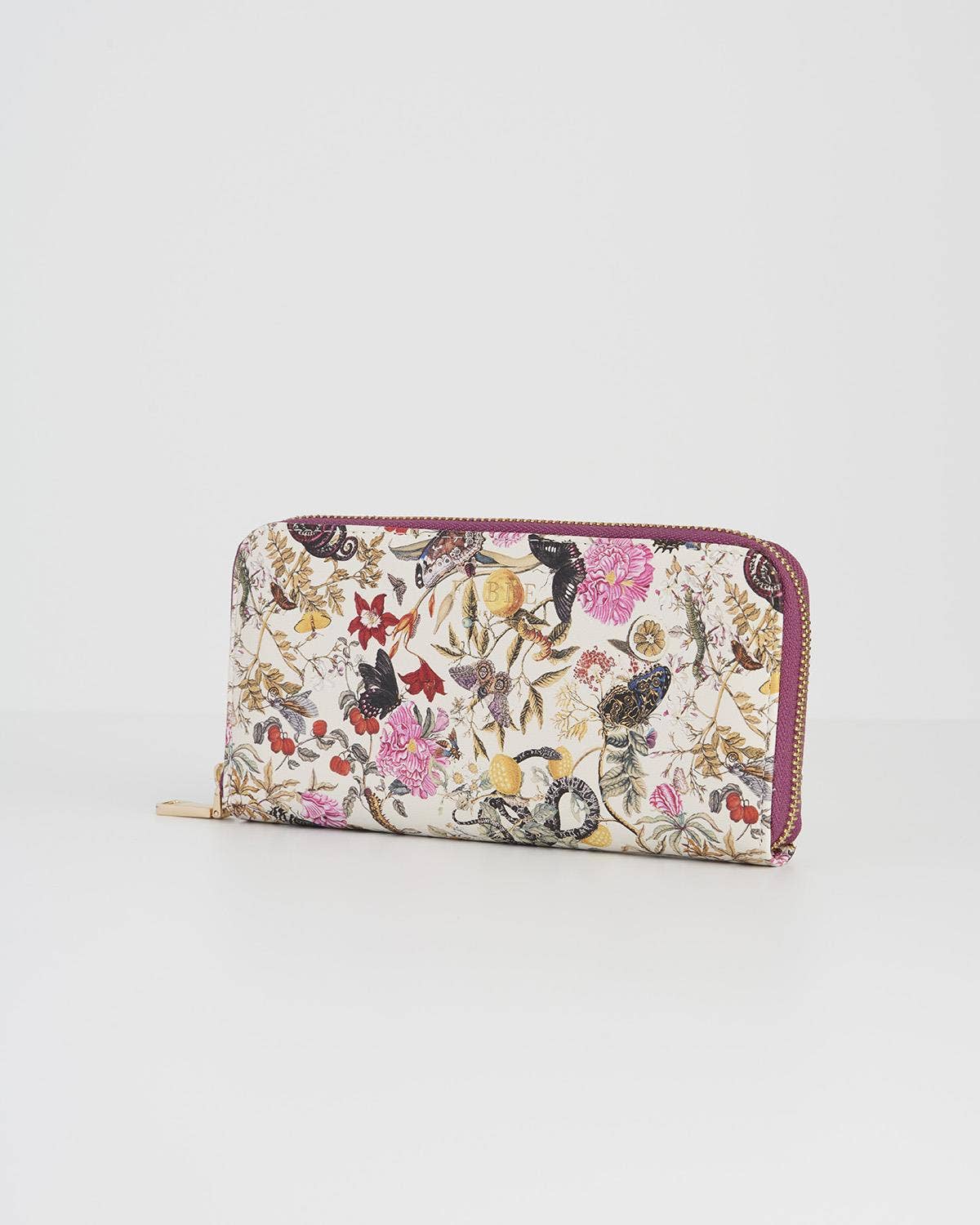 Floral Engravings Large Zip Wallet