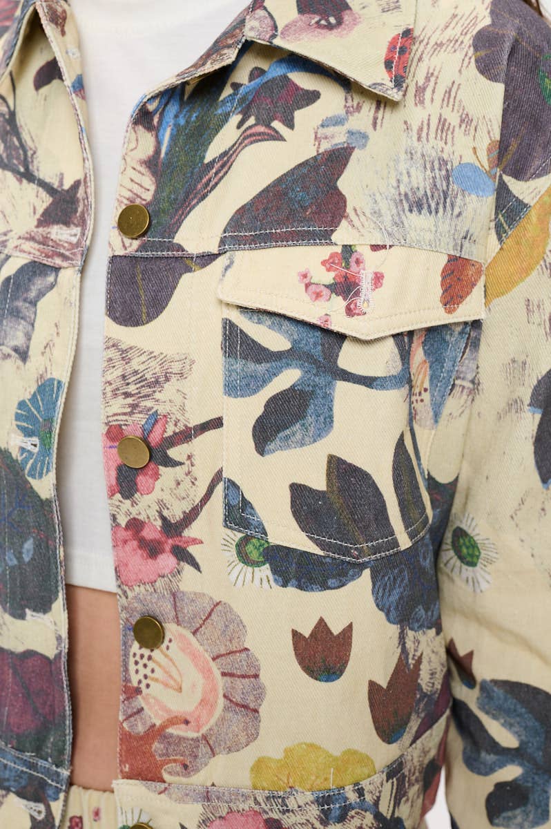 BOTANICAL  PRINT DENIM JACKET