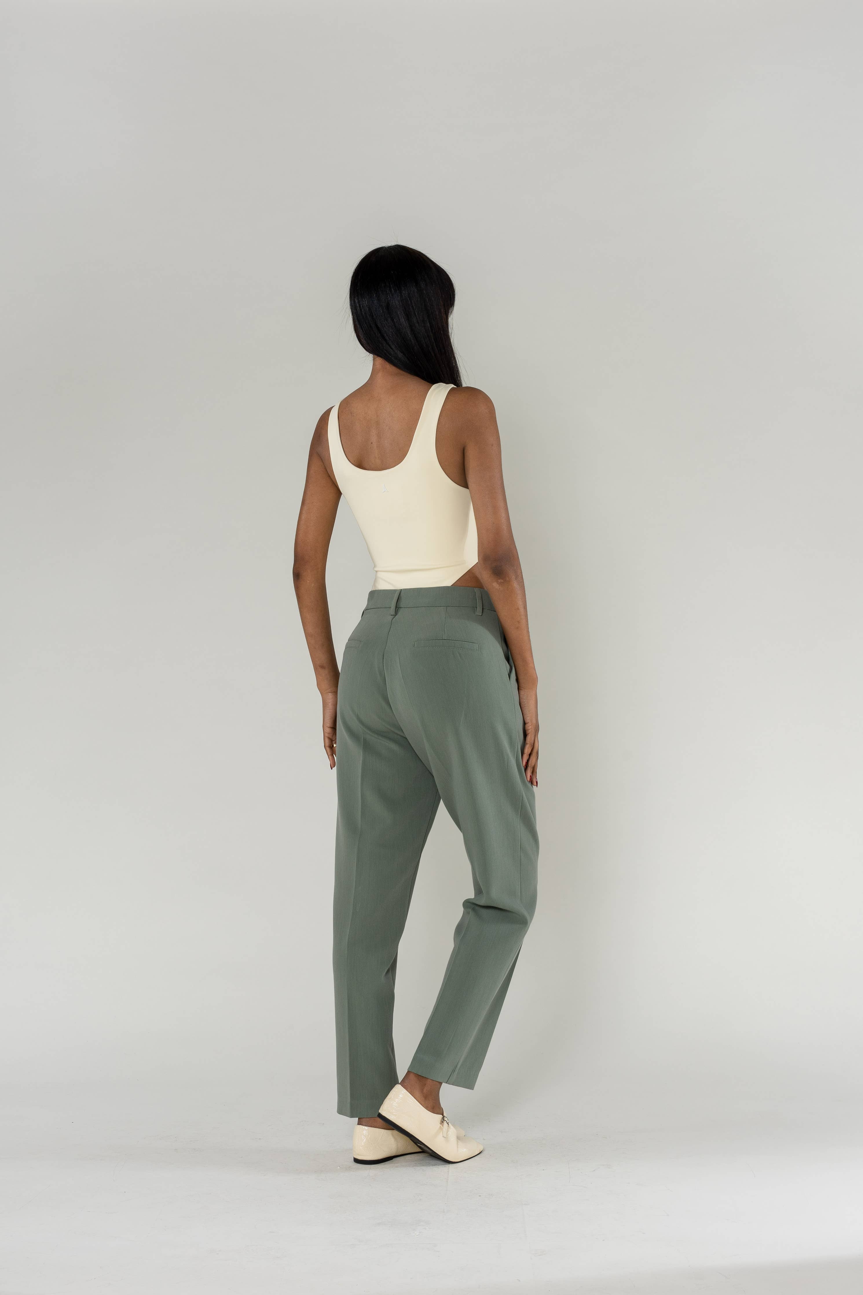 Women's high-waisted cigarette suit pants D002 - Out of the Blue