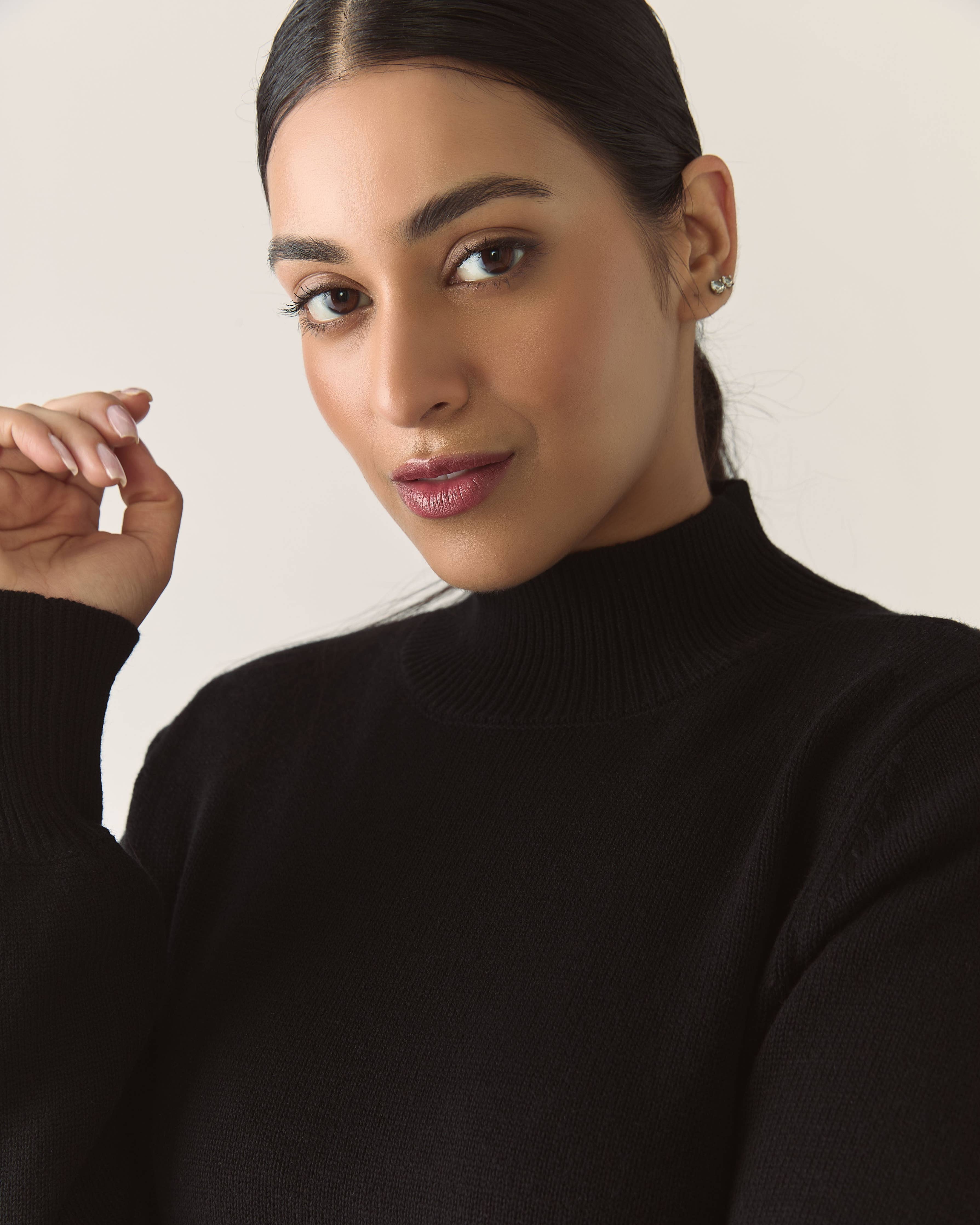 Responsible Merino Sweater Dress in Black - Out of the Blue