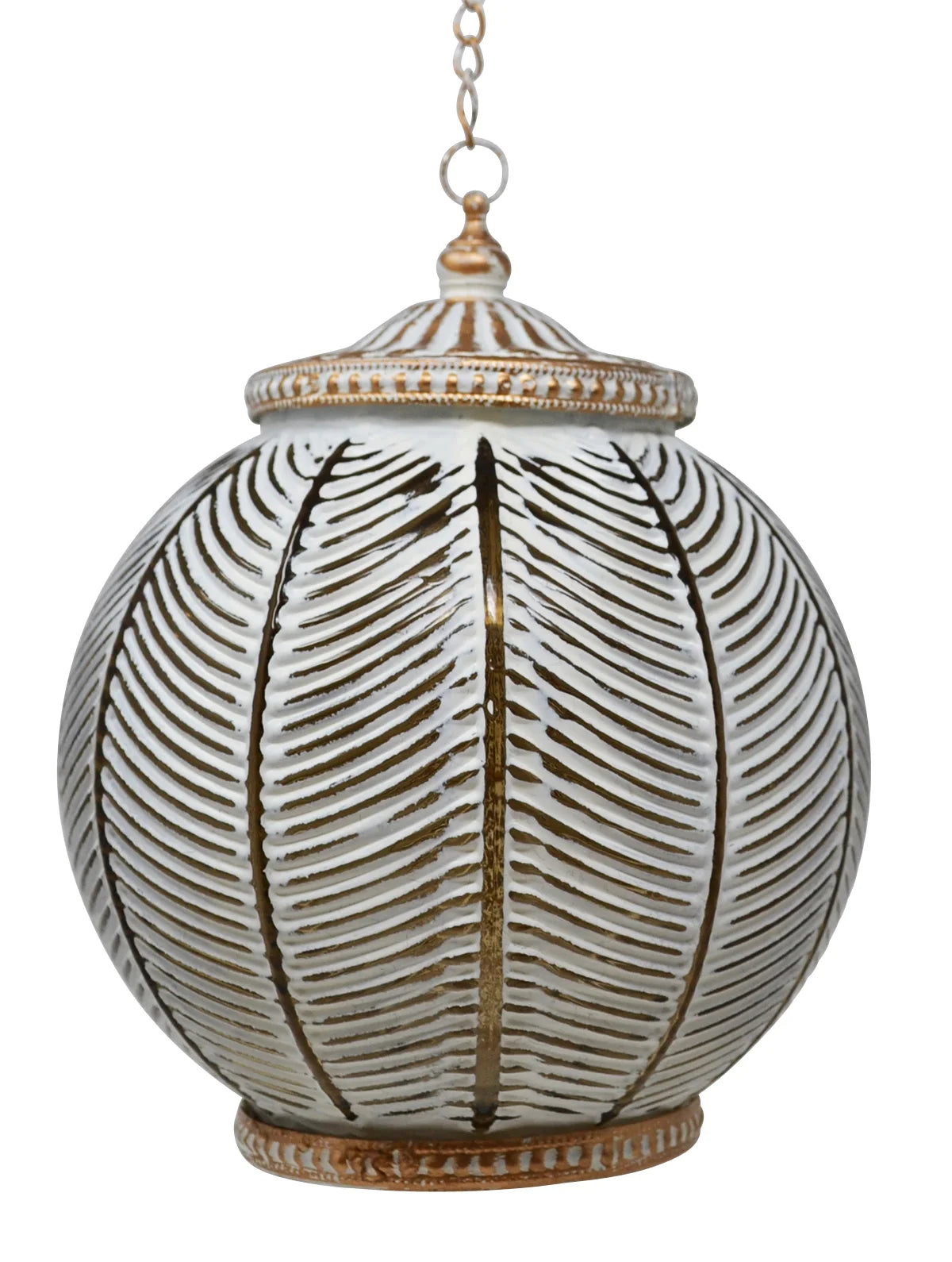 White /Gold Wash Glass Lantern - Out of the Blue