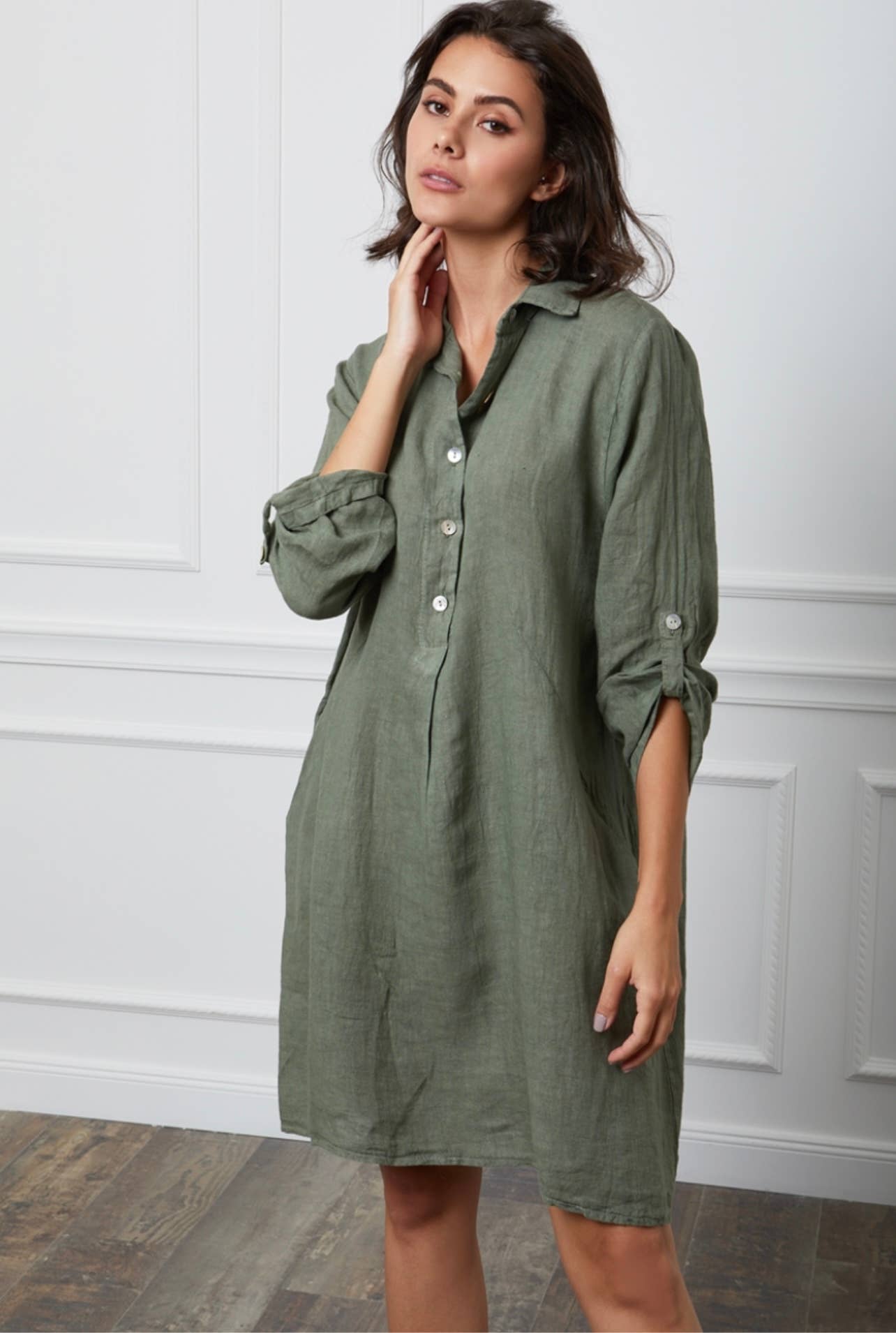 Mary Linen Shirt Dress - Out of the Blue
