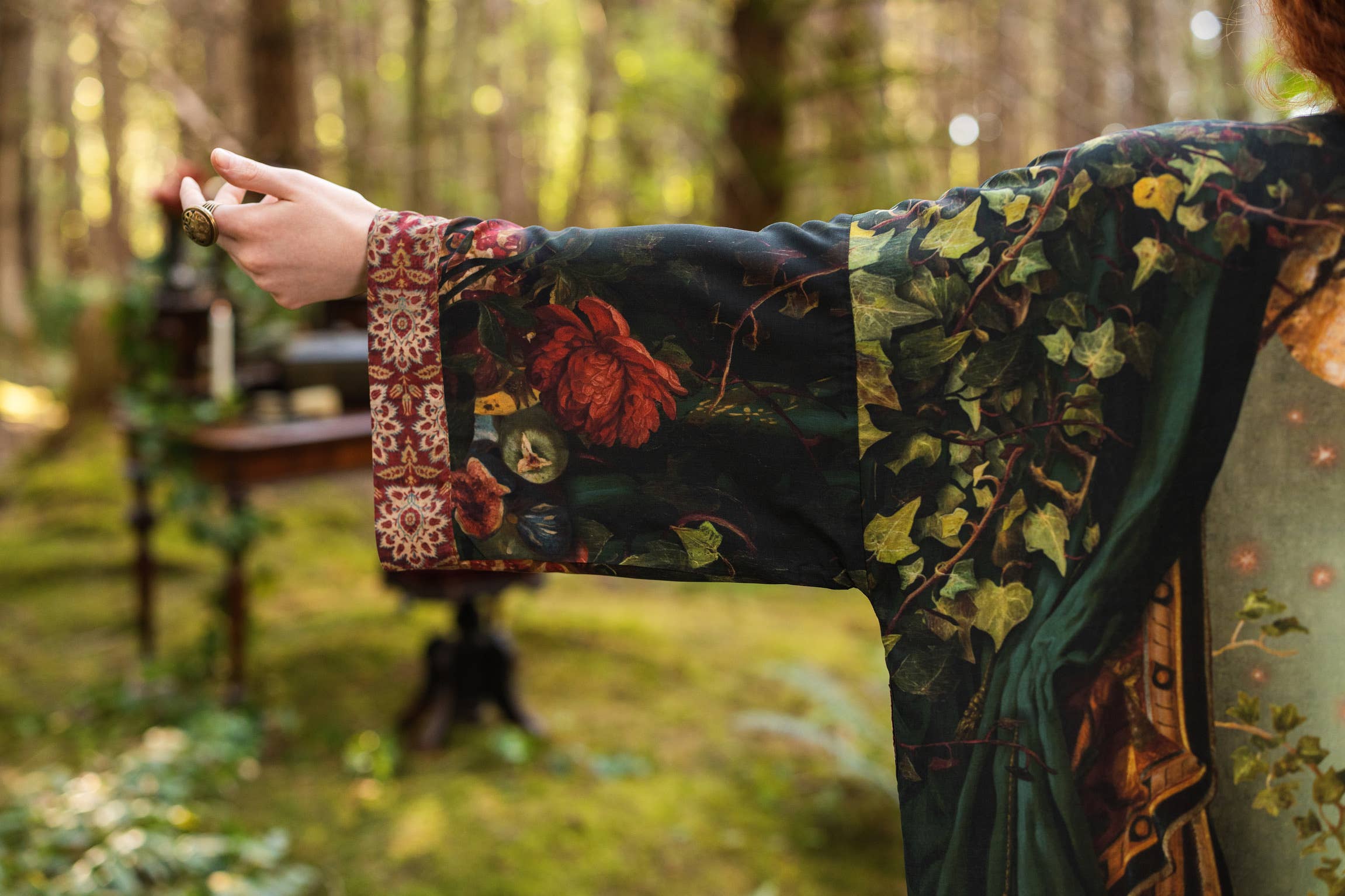 Solstice Matineé (mid-length) duster w/ Persephone & Moon