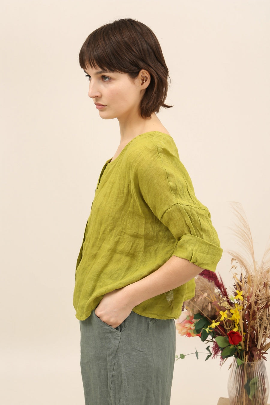 Just Right Cropped Blouse - Out of the Blue