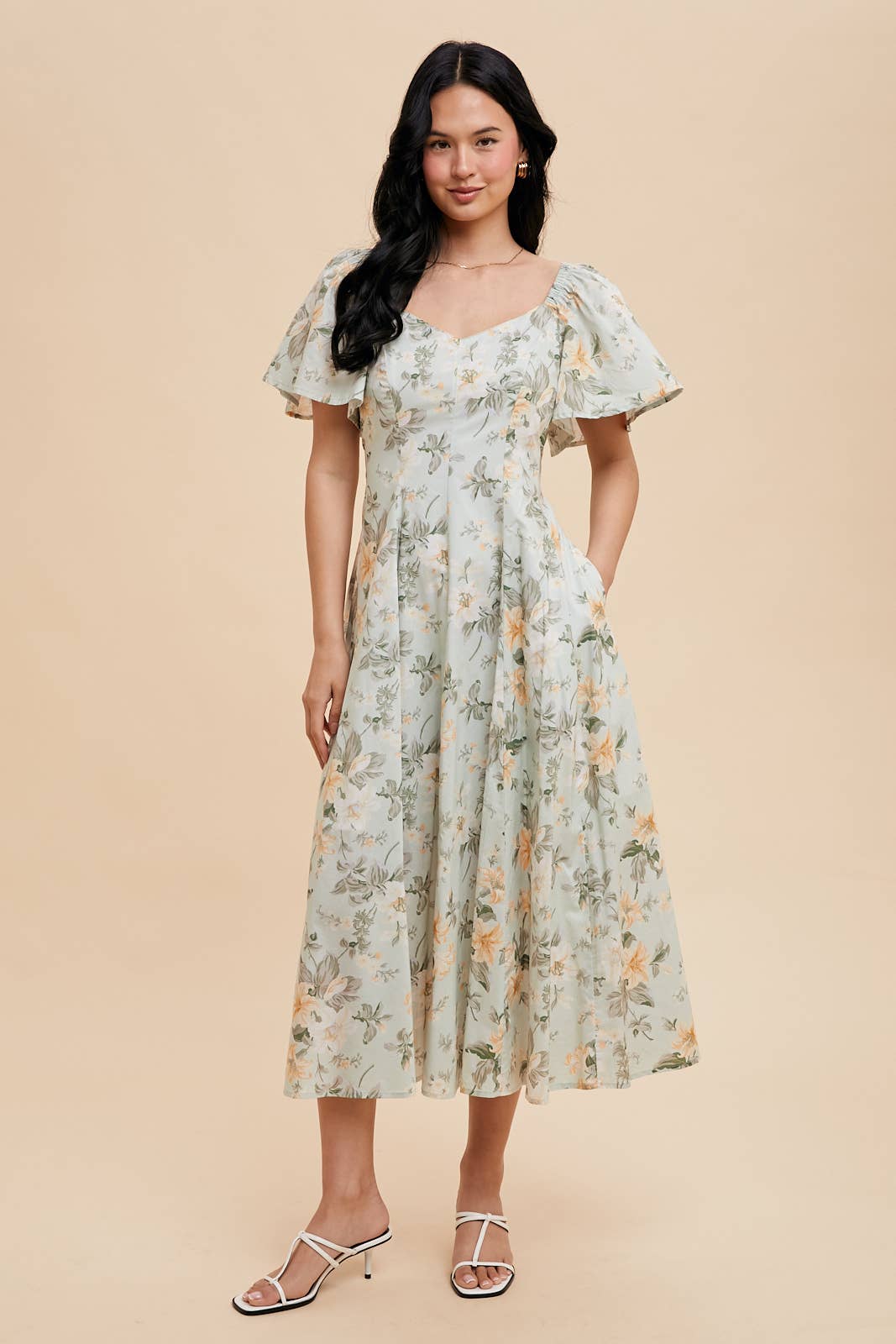 FLORAL SWEETHEART MIDI DRESS - Out of the Blue