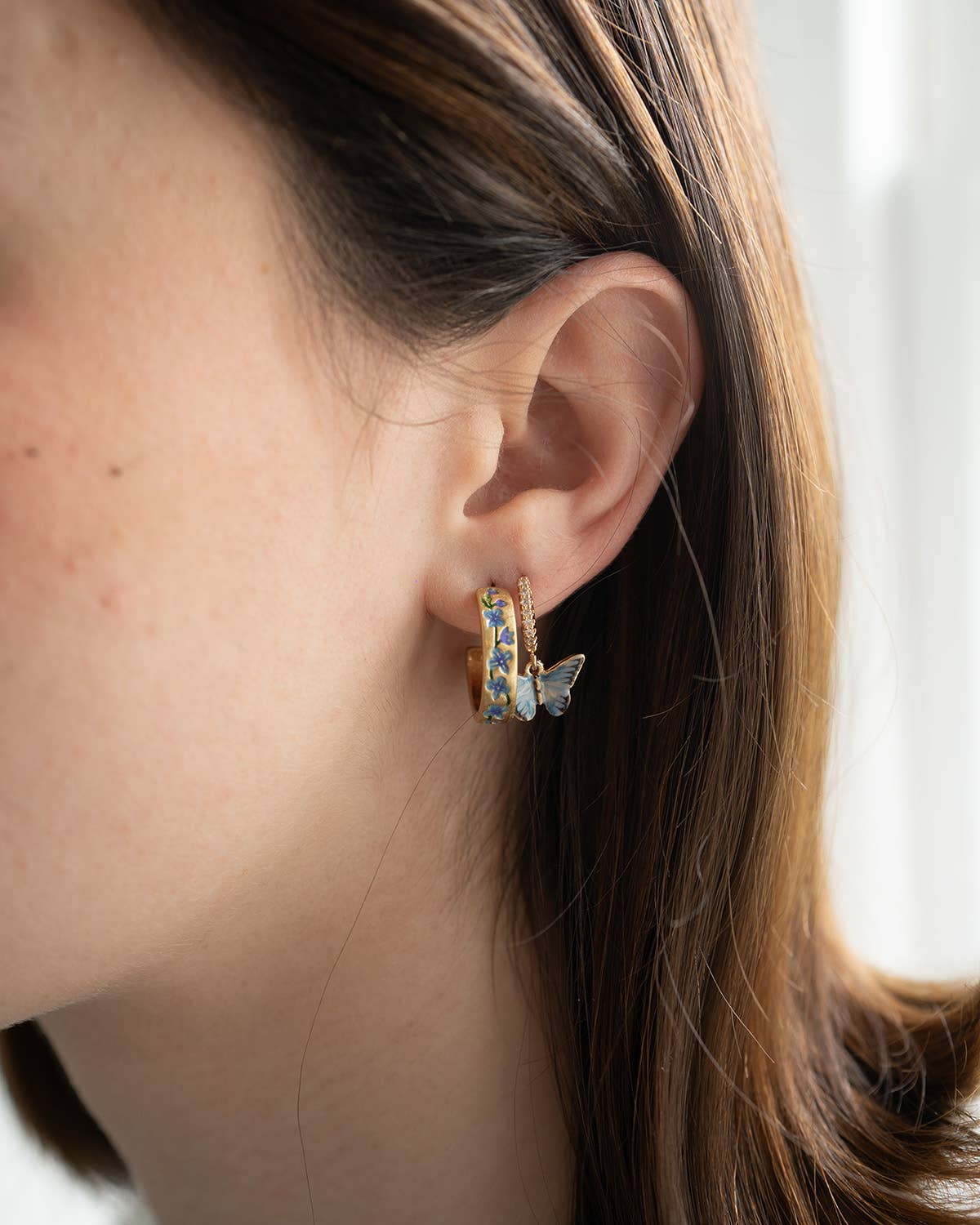Blue Forget-Me-Not Hoop Earrings - Out of the Blue