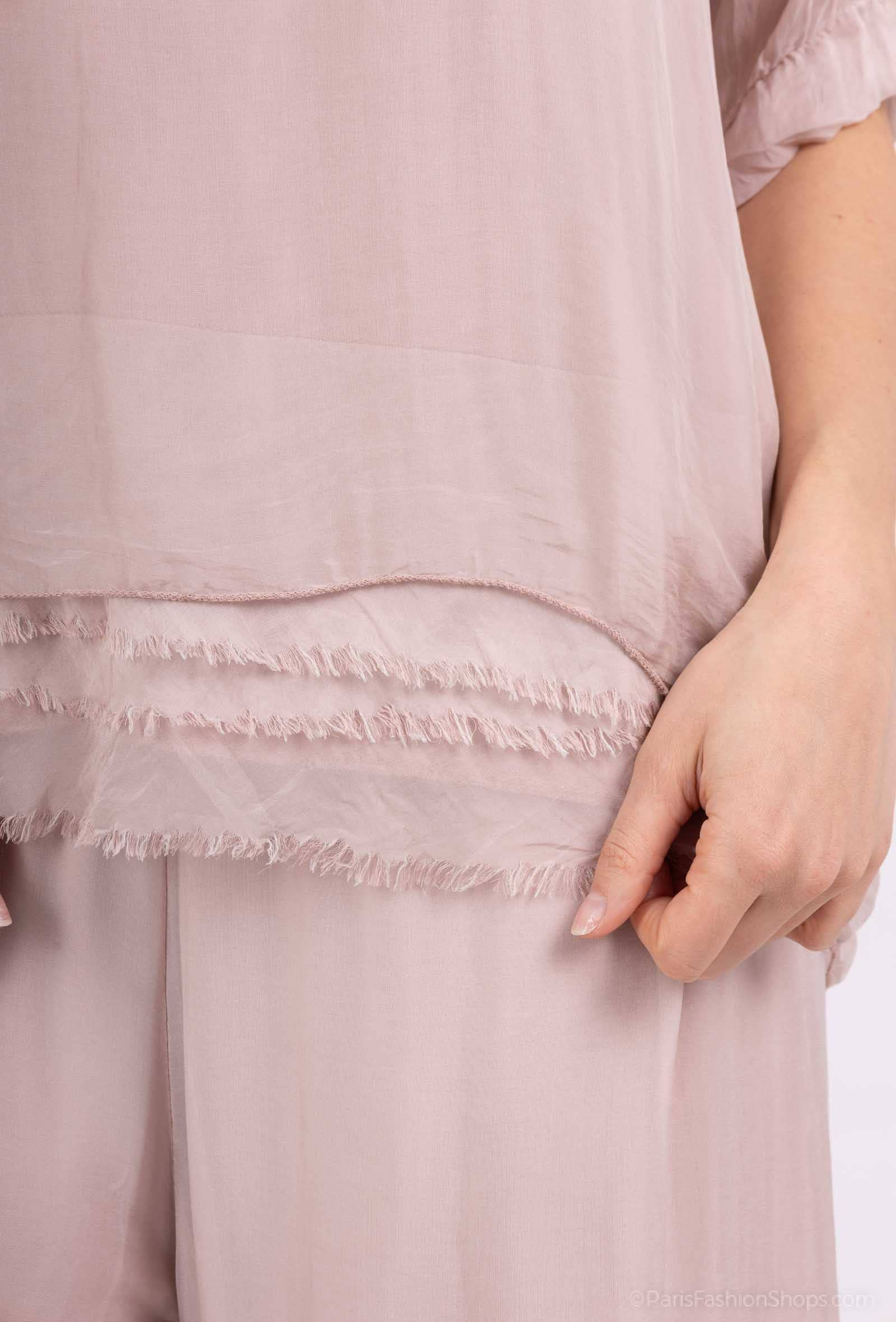 Oversized fluid blouse with 3/4 sleeves and hem 50478 - Out of the Blue