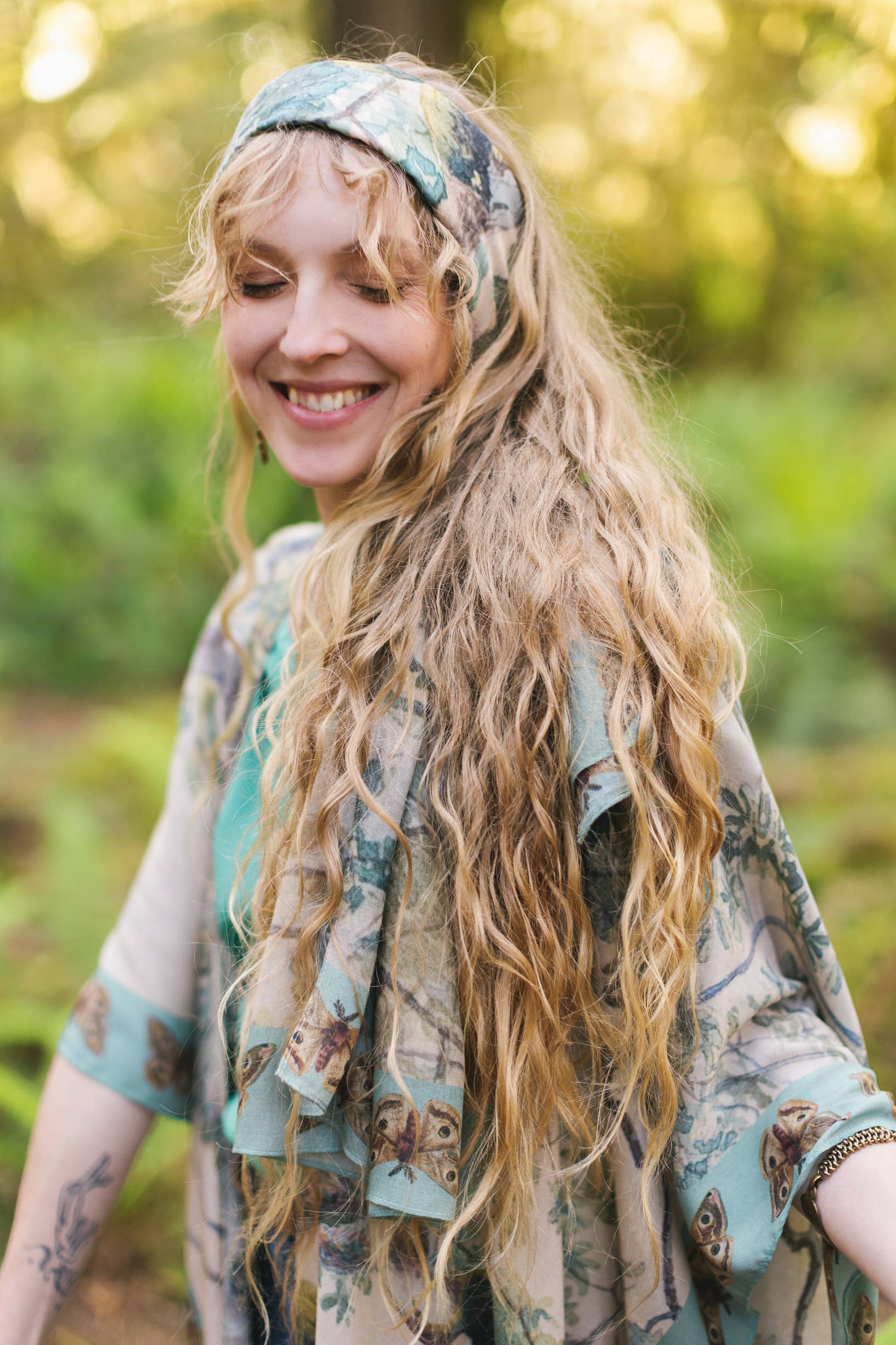 Earth & Sky Scarf with Tree Print - Out of the Blue