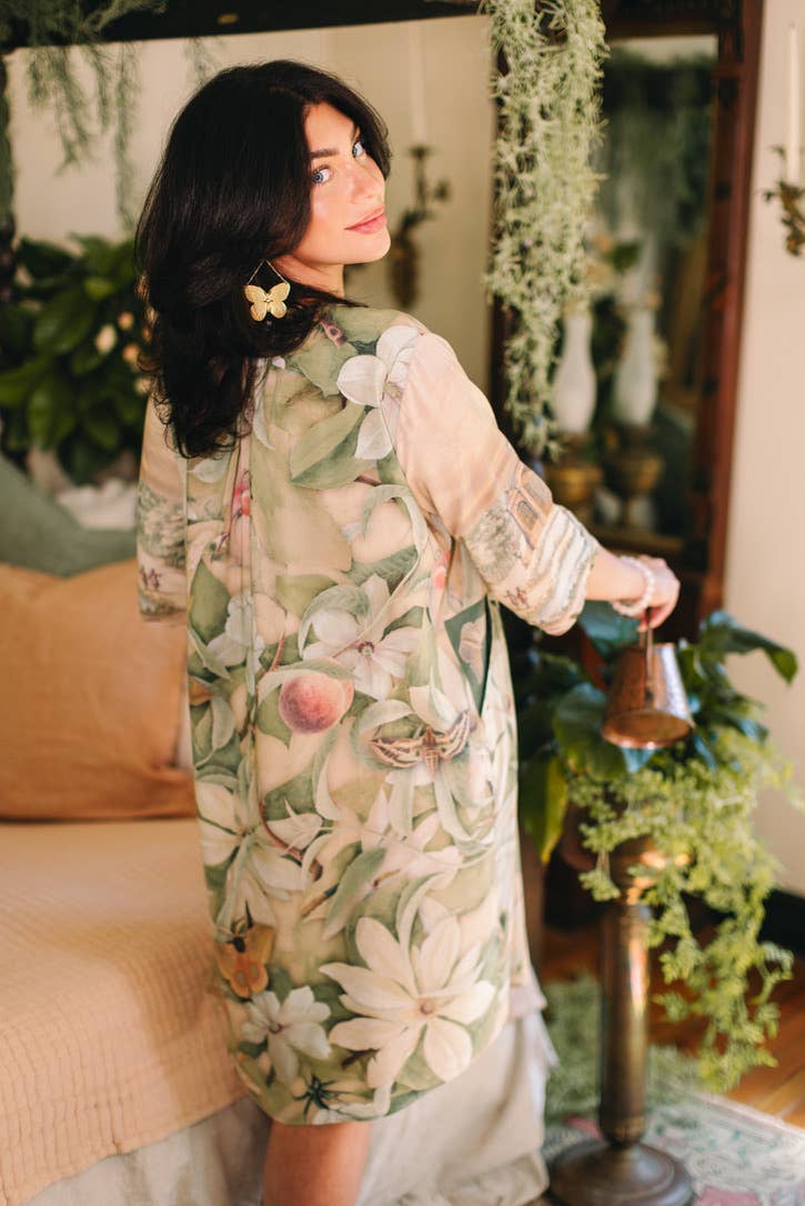 Fleur De Soleil Artist Dress w/ Pockets & Florals - Out of the Blue