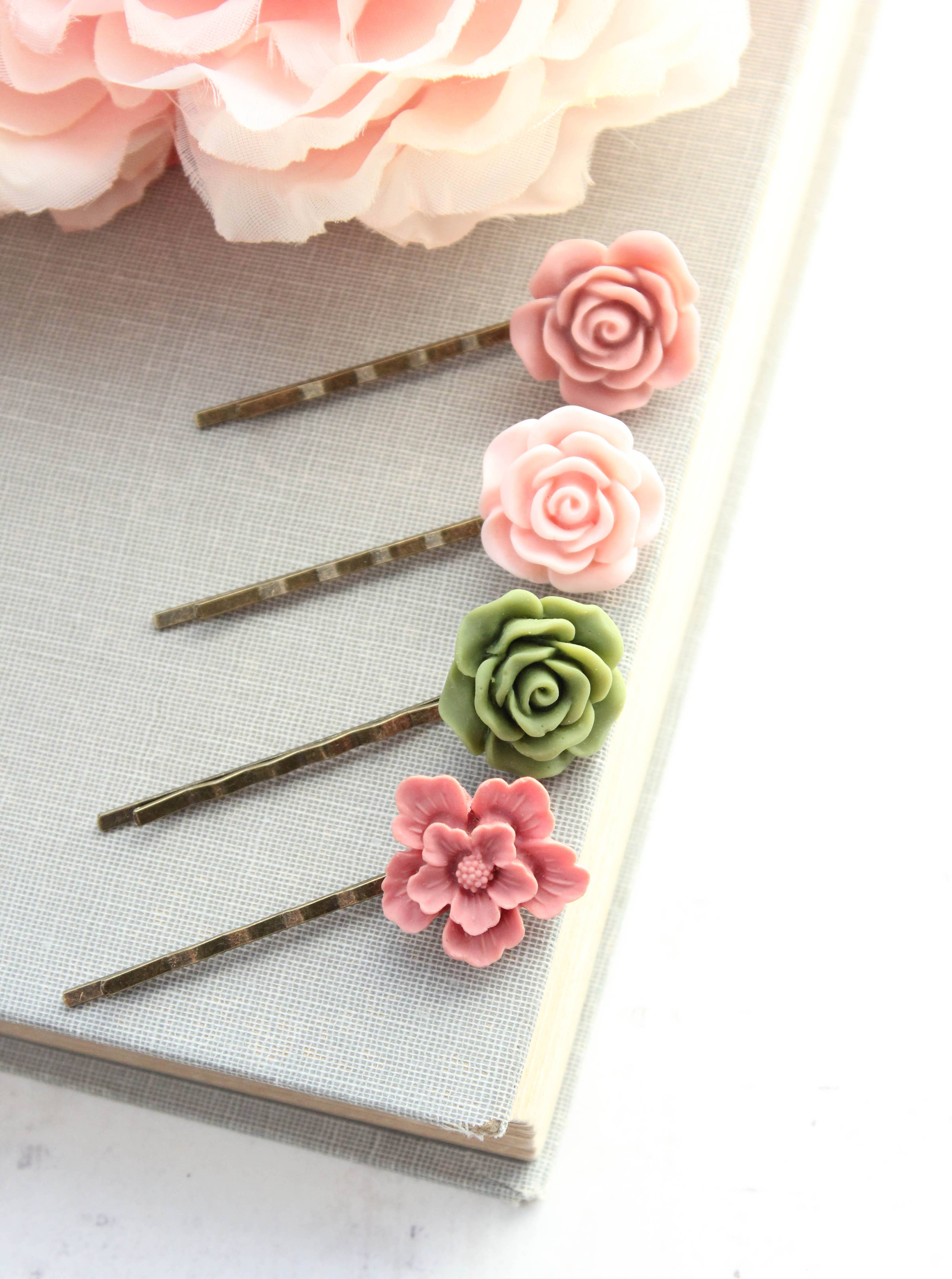 Flower Bobby Pins - set of 4