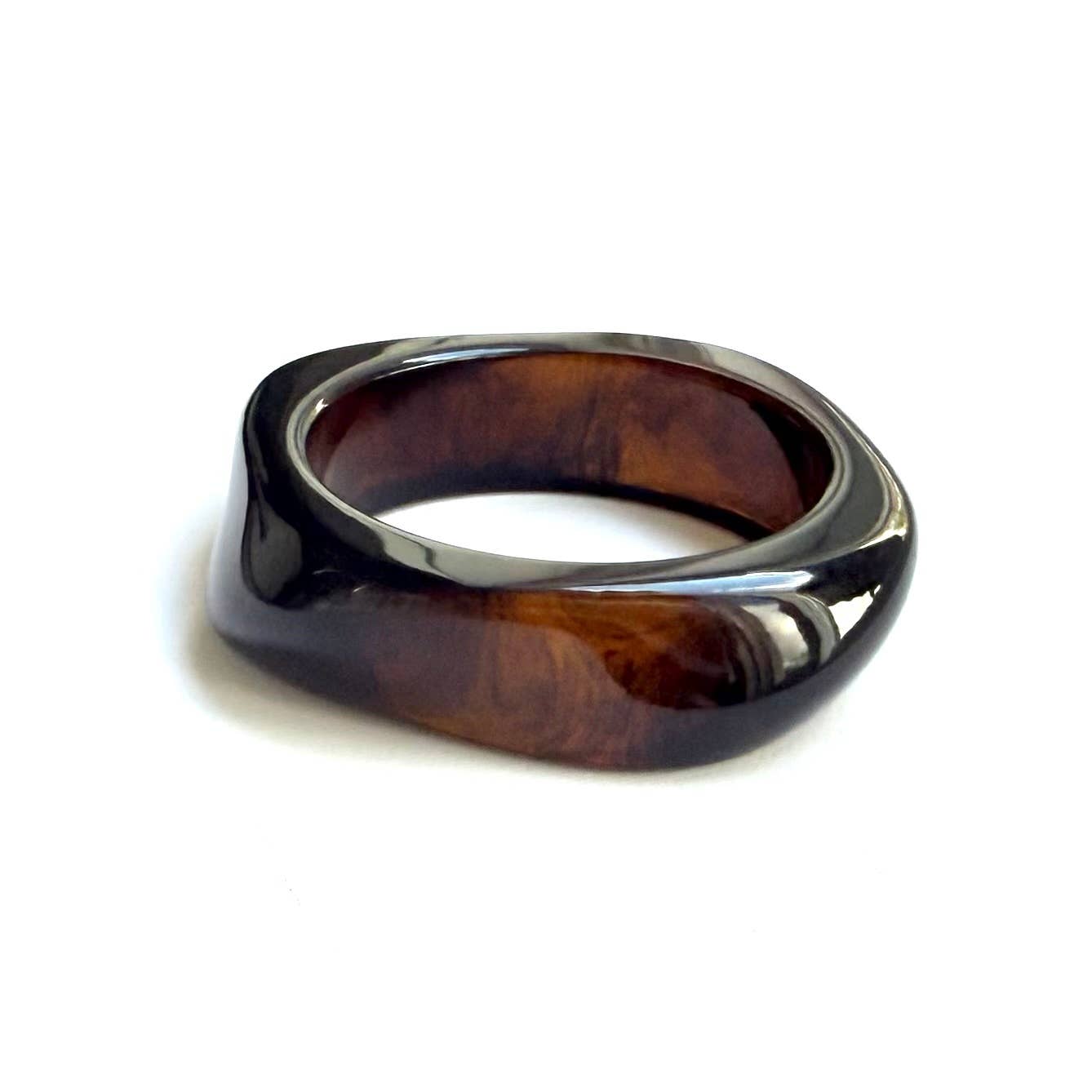 Swirl Chunky Acrylic Bangle Jewellery Dark Amber - Out of the Blue