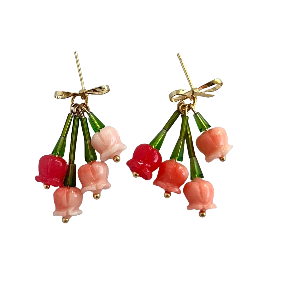 Upside Down Little Tulips Bouquet Earrings